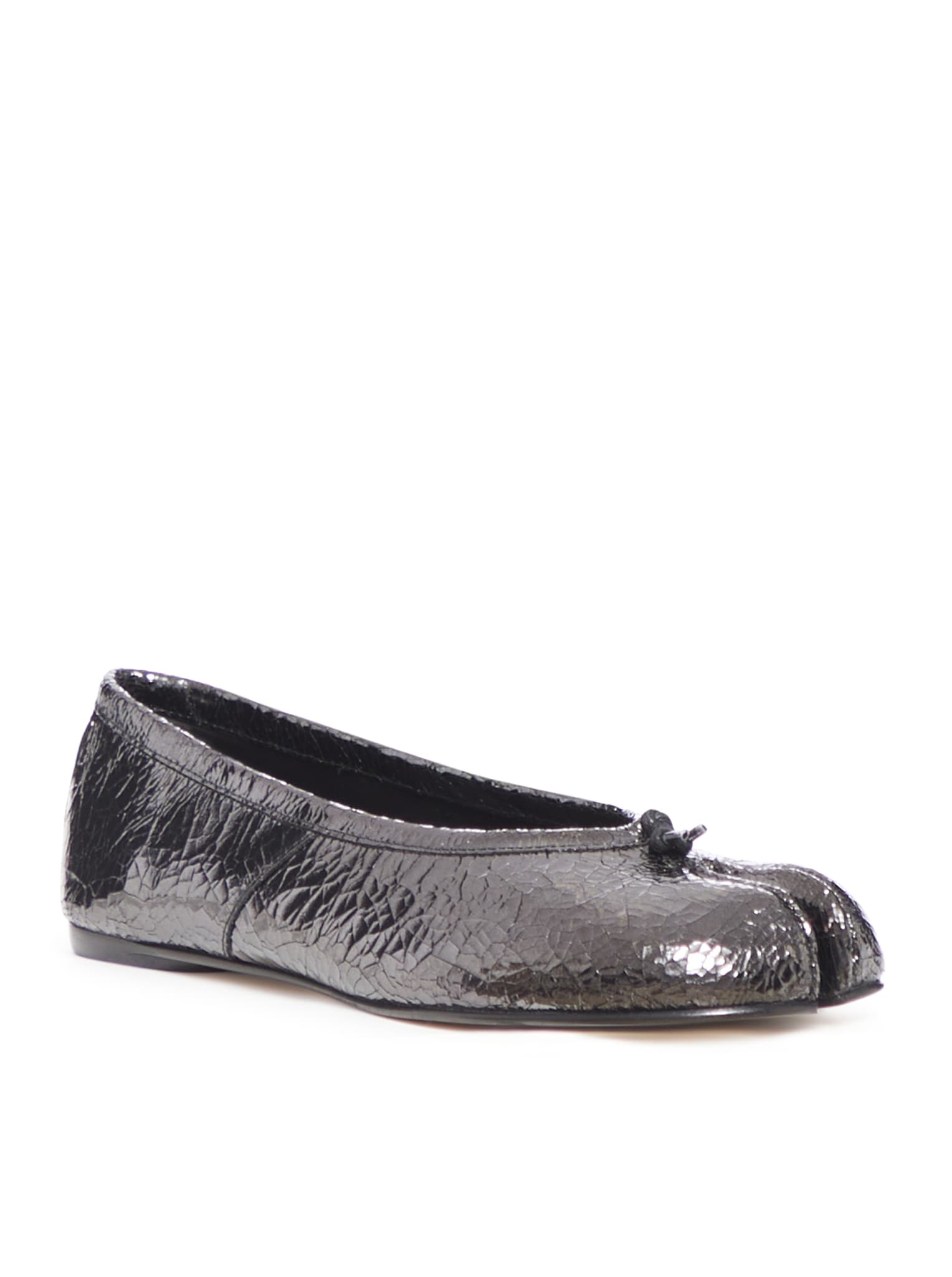 Shop Maison Margiela Ballet Black Shiny Leather Ballet Flats In Nine Iron