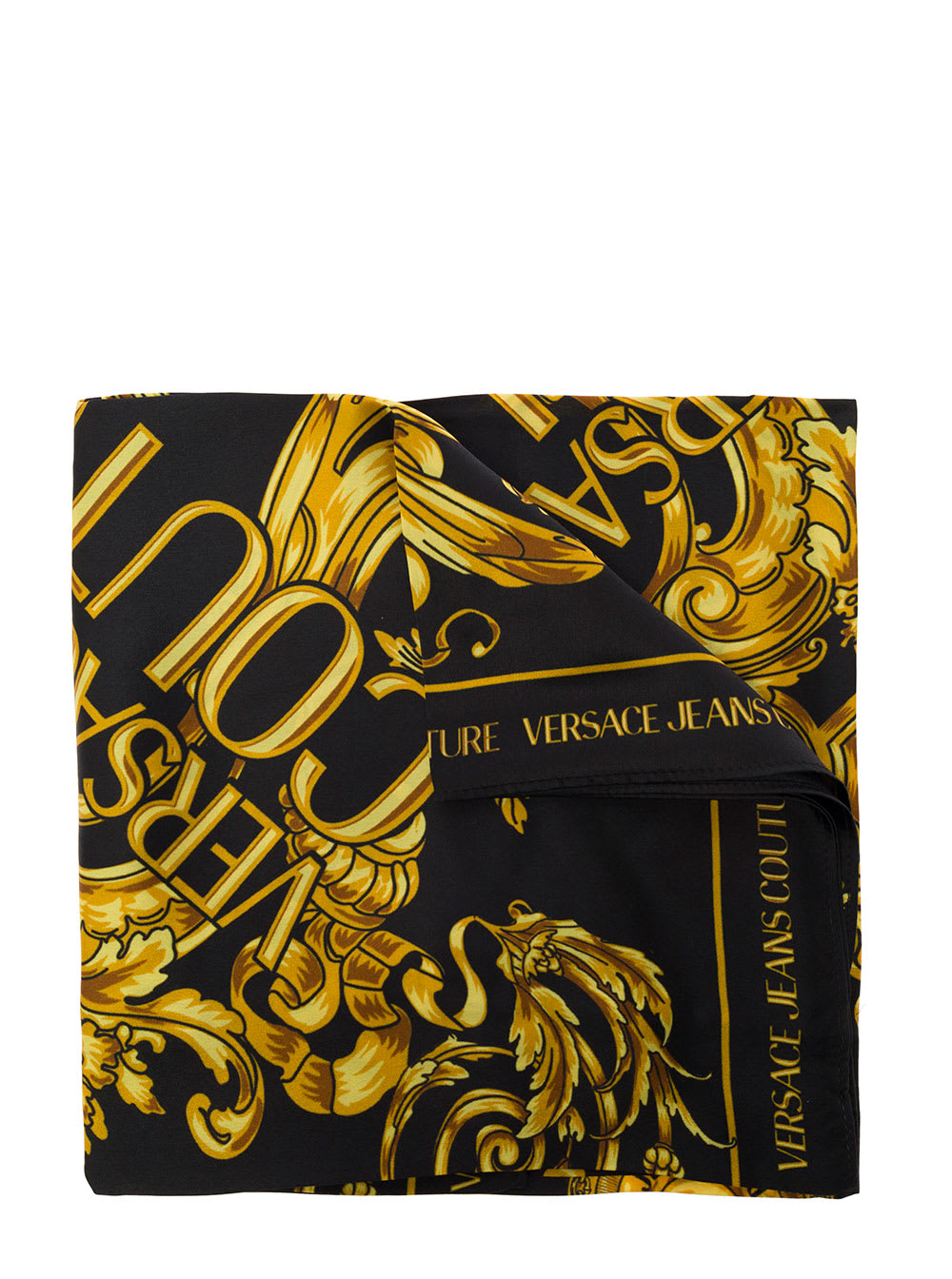 Baroque Printed Foulard In Silk Black Woman Versace Jeans Couture