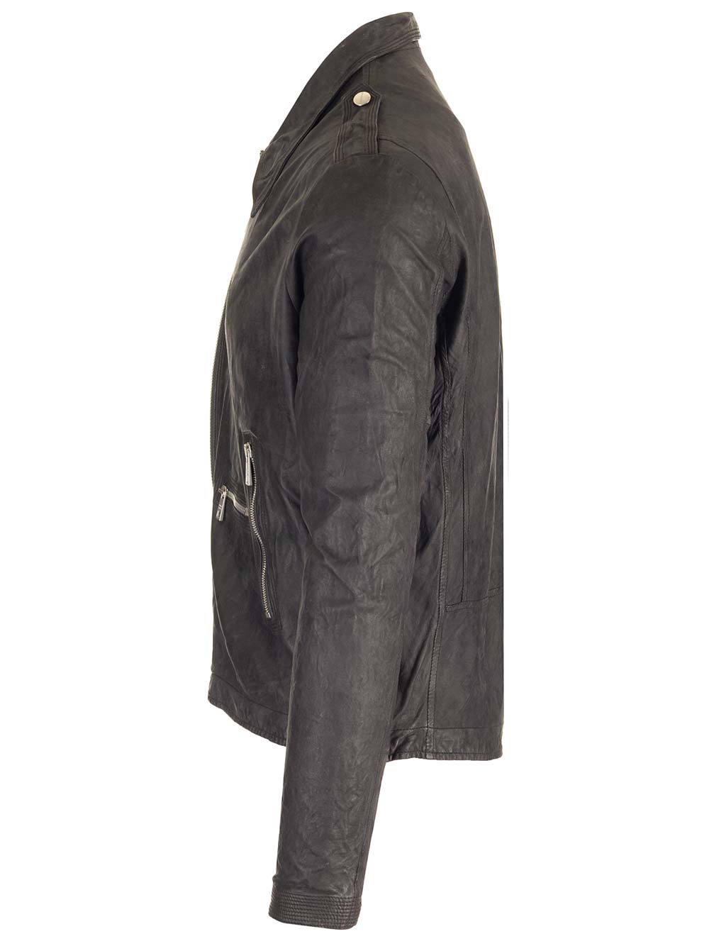 Shop Giorgio Brato Brushed Leather Biker Jacket In Grey