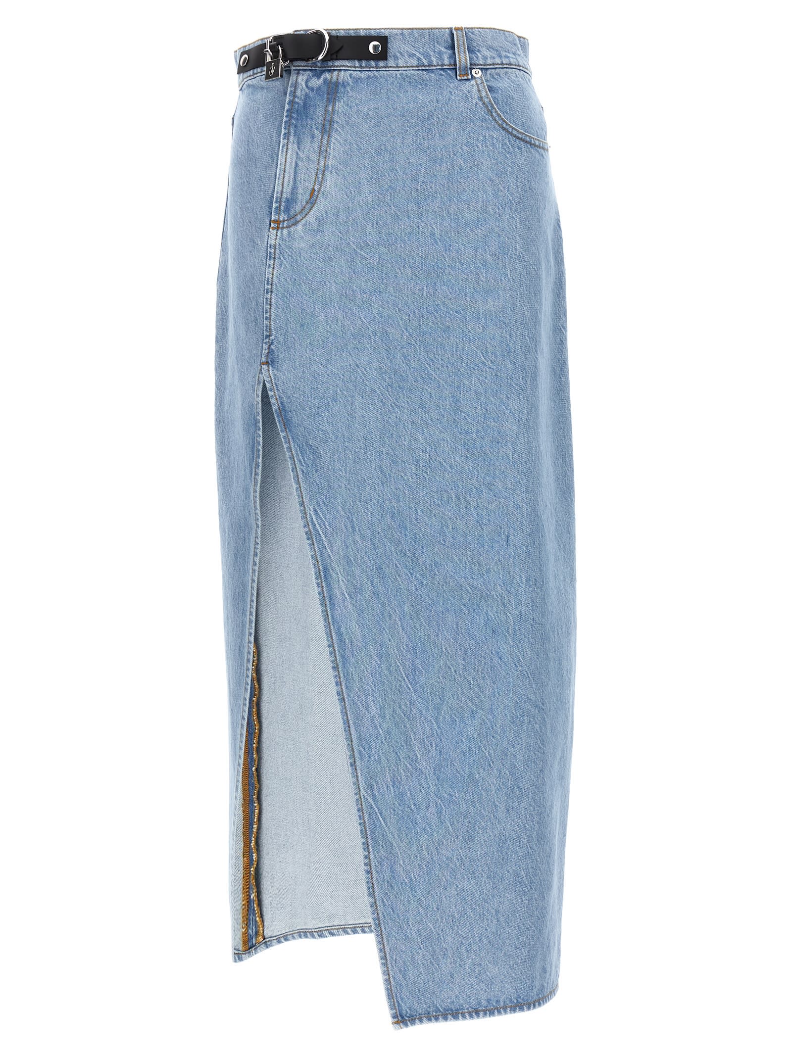 Jw Anderson Padlock Strap Denim Trucker Jacket In Light Blue