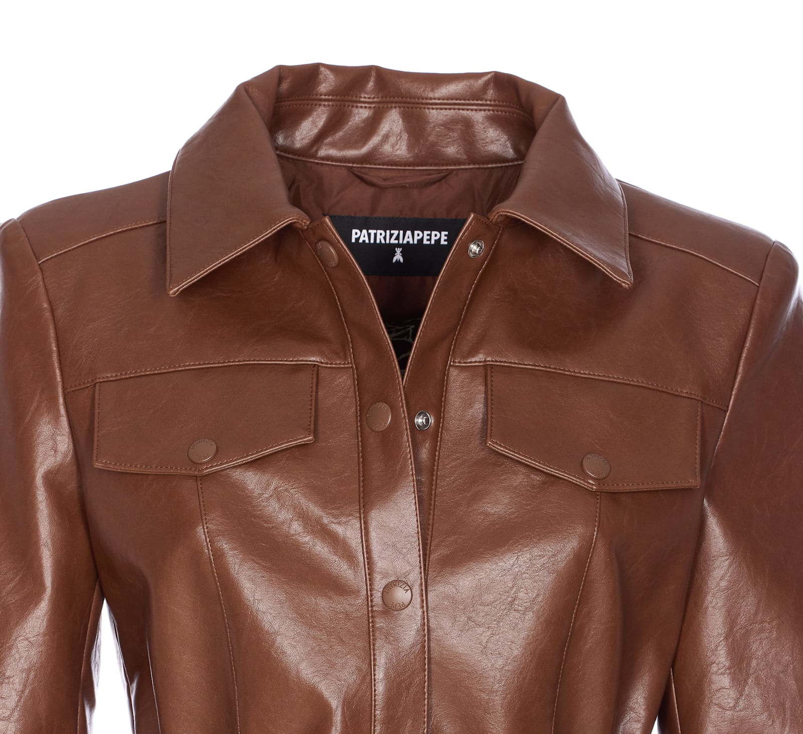 Patrizia Pepe Brown Jacket Frontal Buttons Closure In Multi