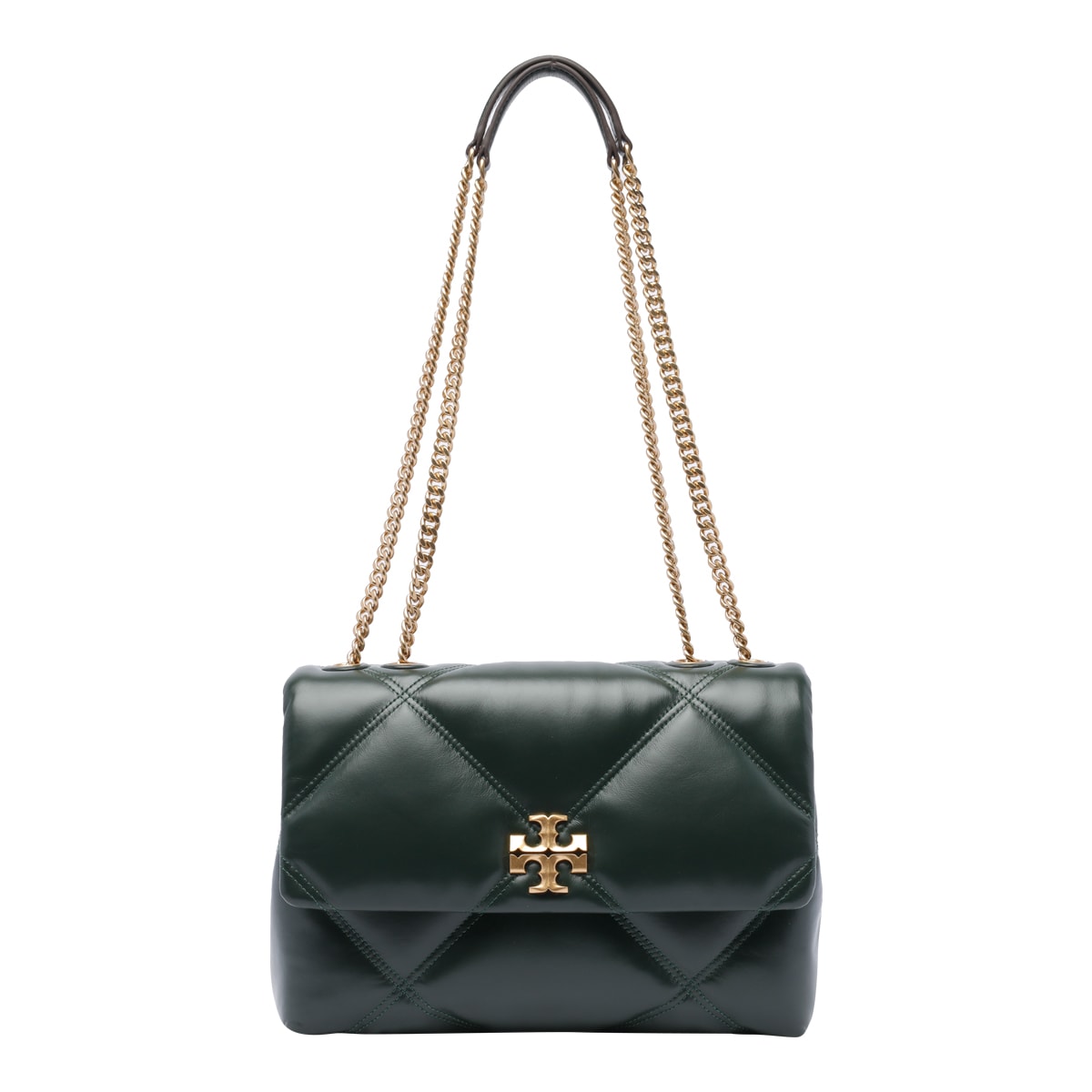 Tory Burch Kira Diamond Quilted Shoulder Bag In Verde