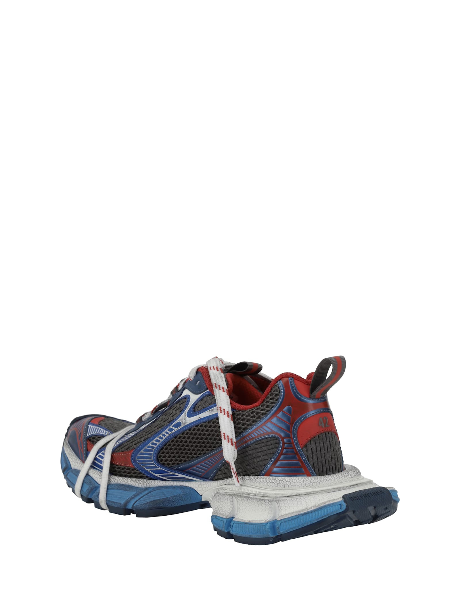Balenciaga 3xl Worn-out Low-top Sneakers In Grey/blue/red/white