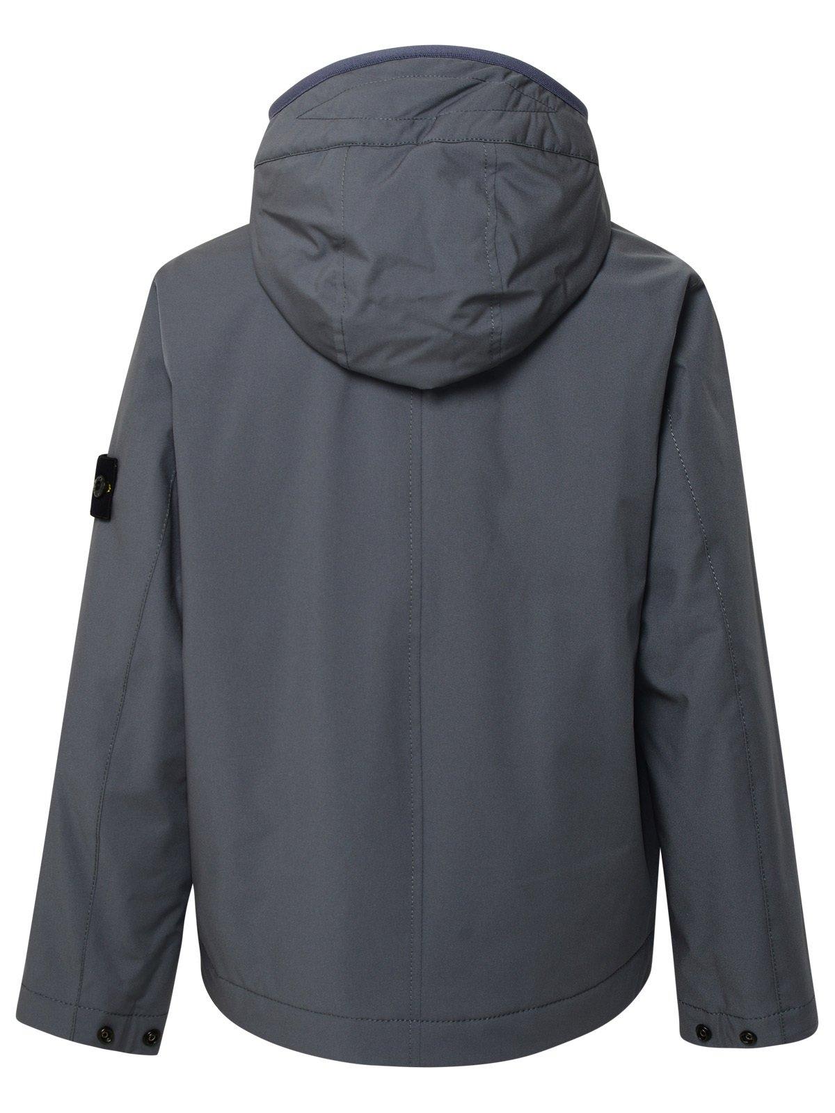 Shop Stone Island Junior Logo Patch Zipped Jacket In Lead Grey