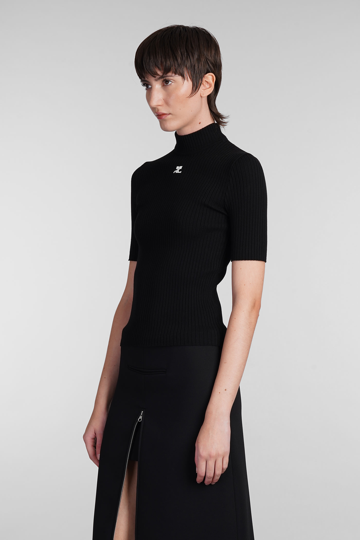 Shop Courrèges Knitwear In Black Viscose