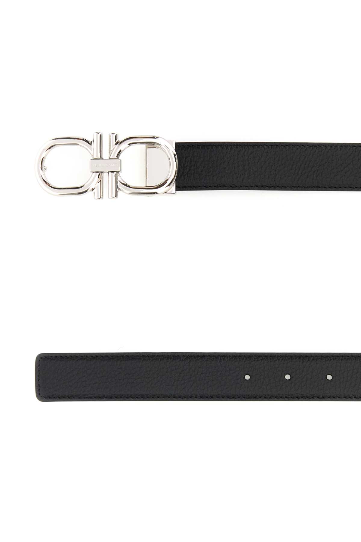 Ferragamo Black Leather Reversible Belt In Black