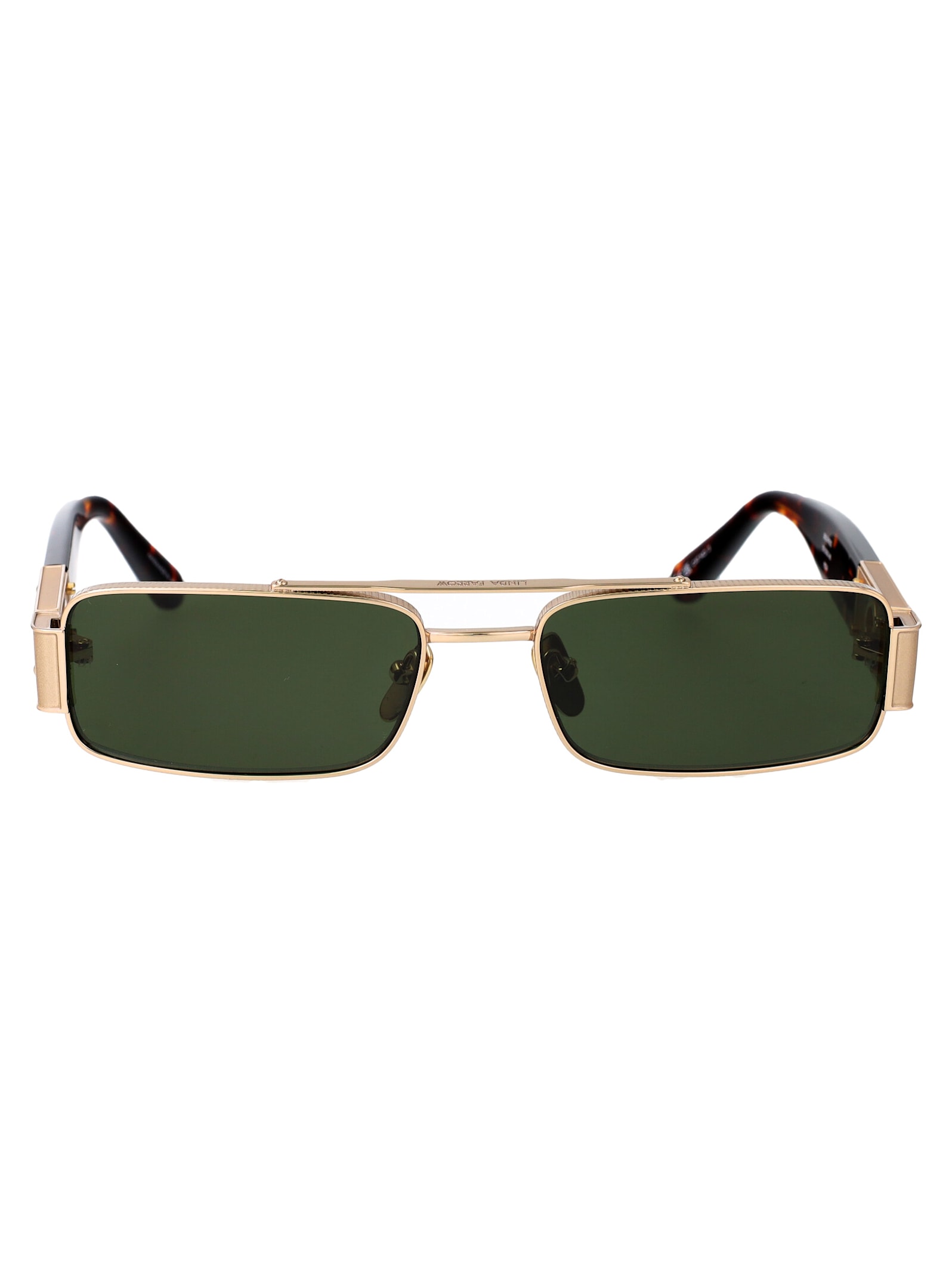 Linda Farrow Sunglasses Lfl1470 C2 Sun C2 In Lightgold/darkt-shell/green