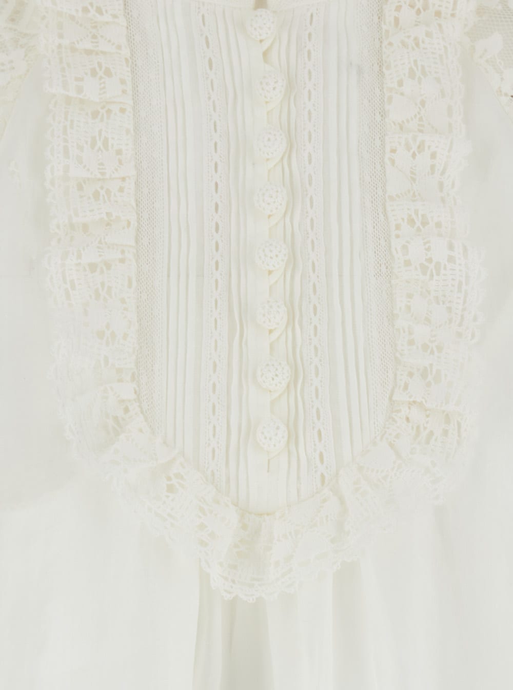 Zimmermann Ascension White Blouse With Lace Panels And Scallop Hem In Ramie Woman In Neutral
