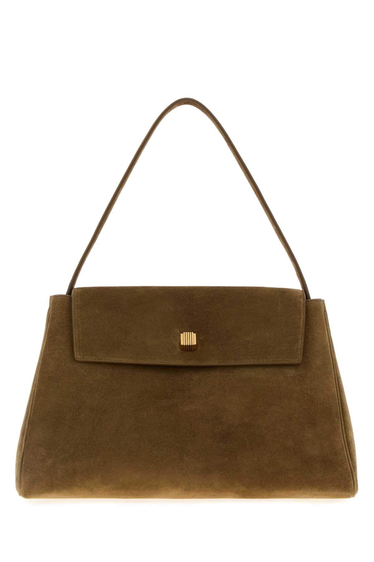 Khaite Dove Grey Suede Audrey Handbag In Brown