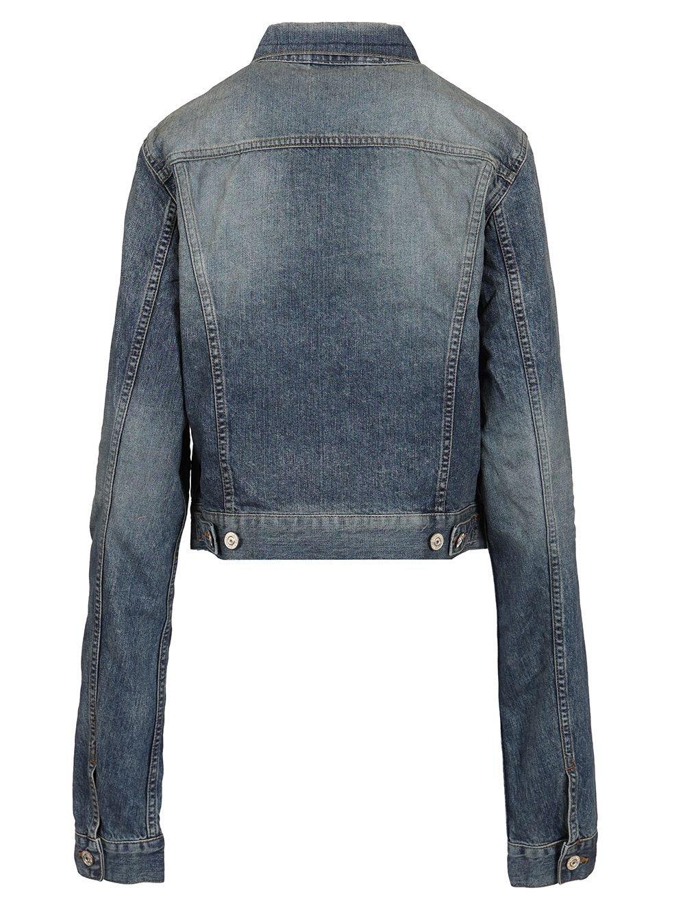 BALENCIAGA COLLARED BUTTON-UP DENIM JACKET 
