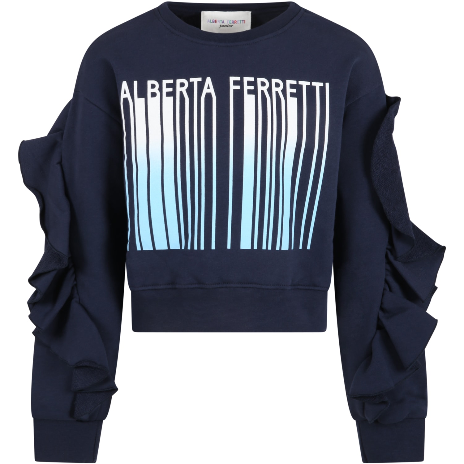Alberta Ferretti Blue Sweatshirt For Girl With Logo
