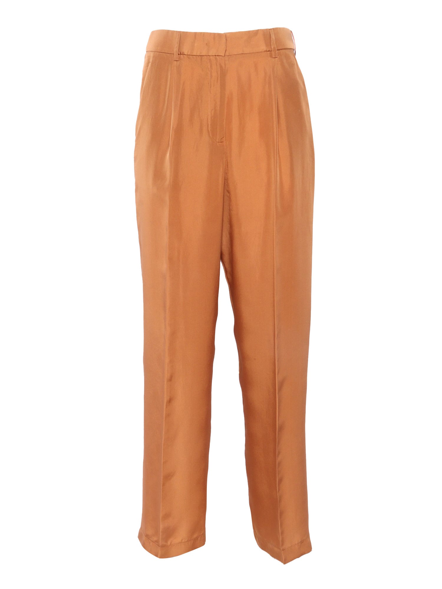 Shop Forte Forte Orange Silk Trousers