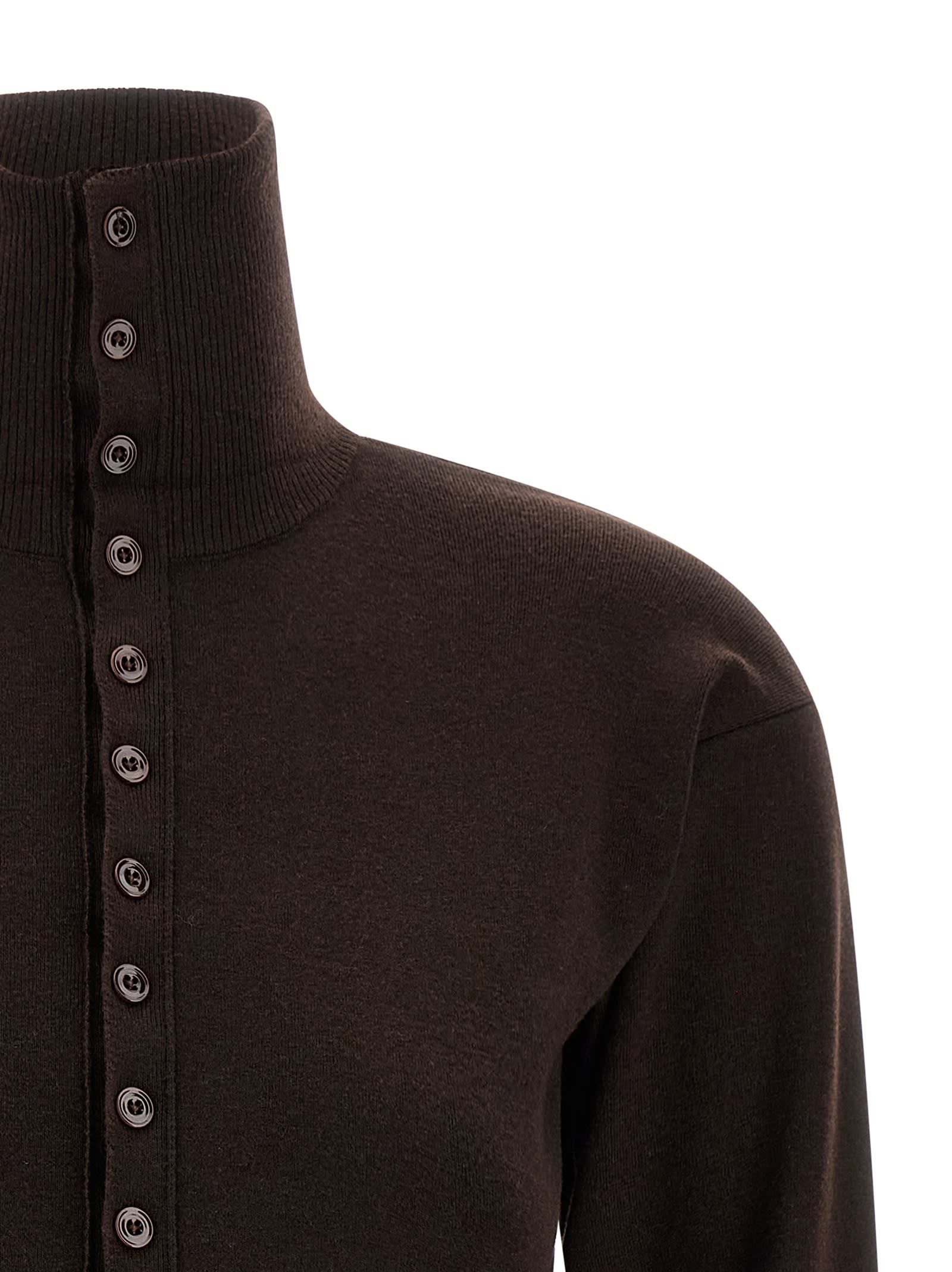 Lemaire Buttoned Fitted Cardigan In Brown