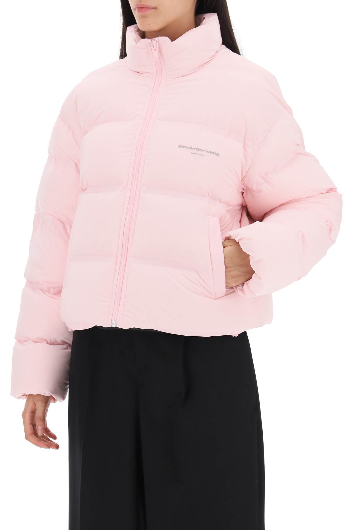 Alexander Wang Short Pink Down Jacket In Pink