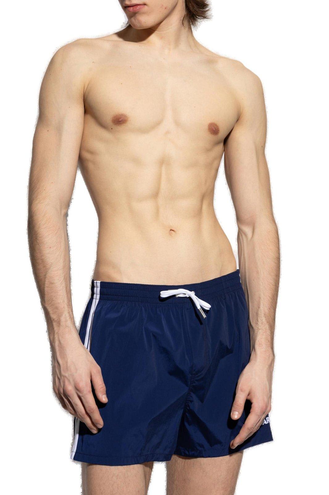 Dsquared2 Logo-embroidered Drawstring Swim Shorts In Blue