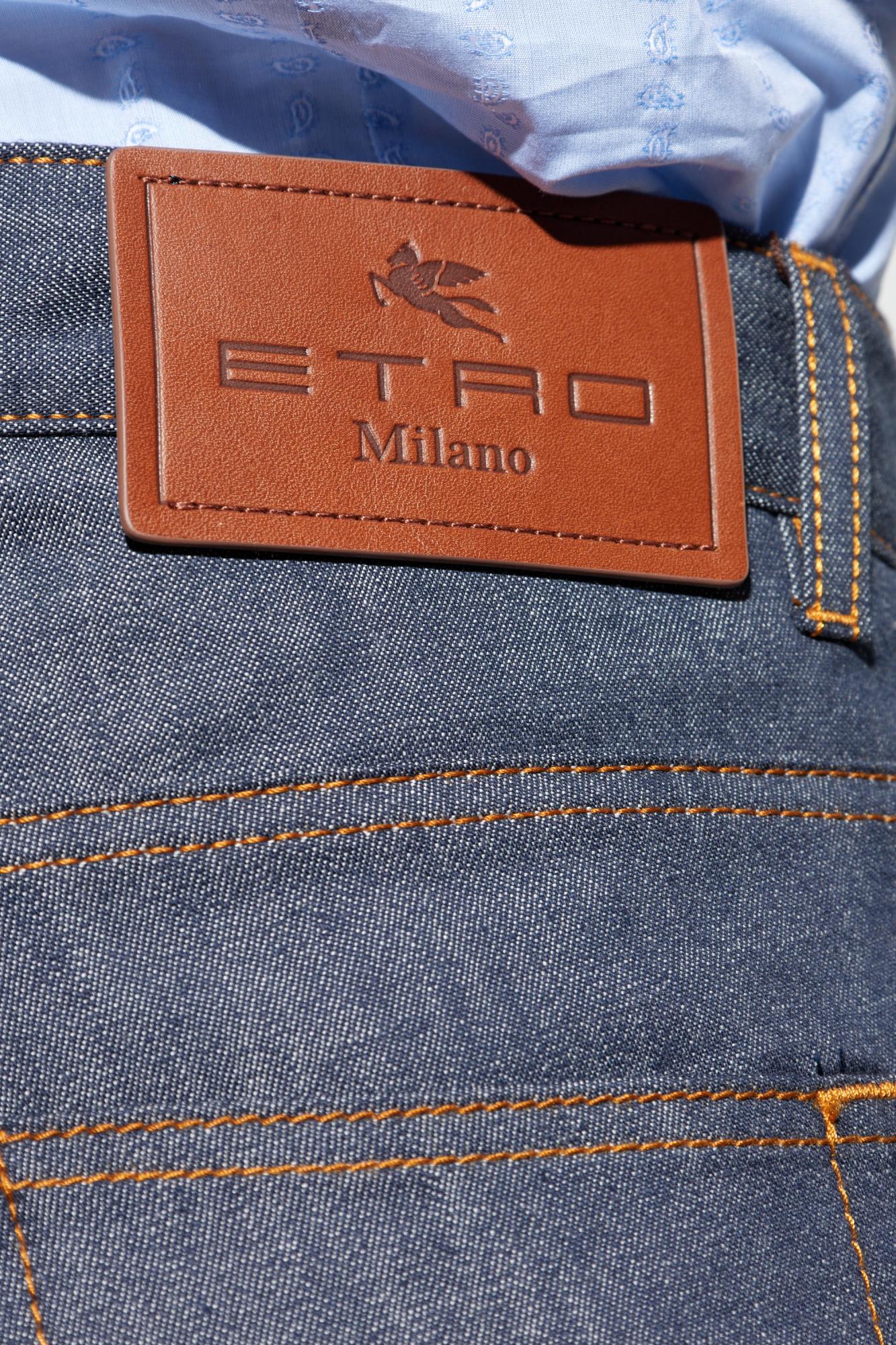 Etro Belt Loop Denim Trousers In Blue