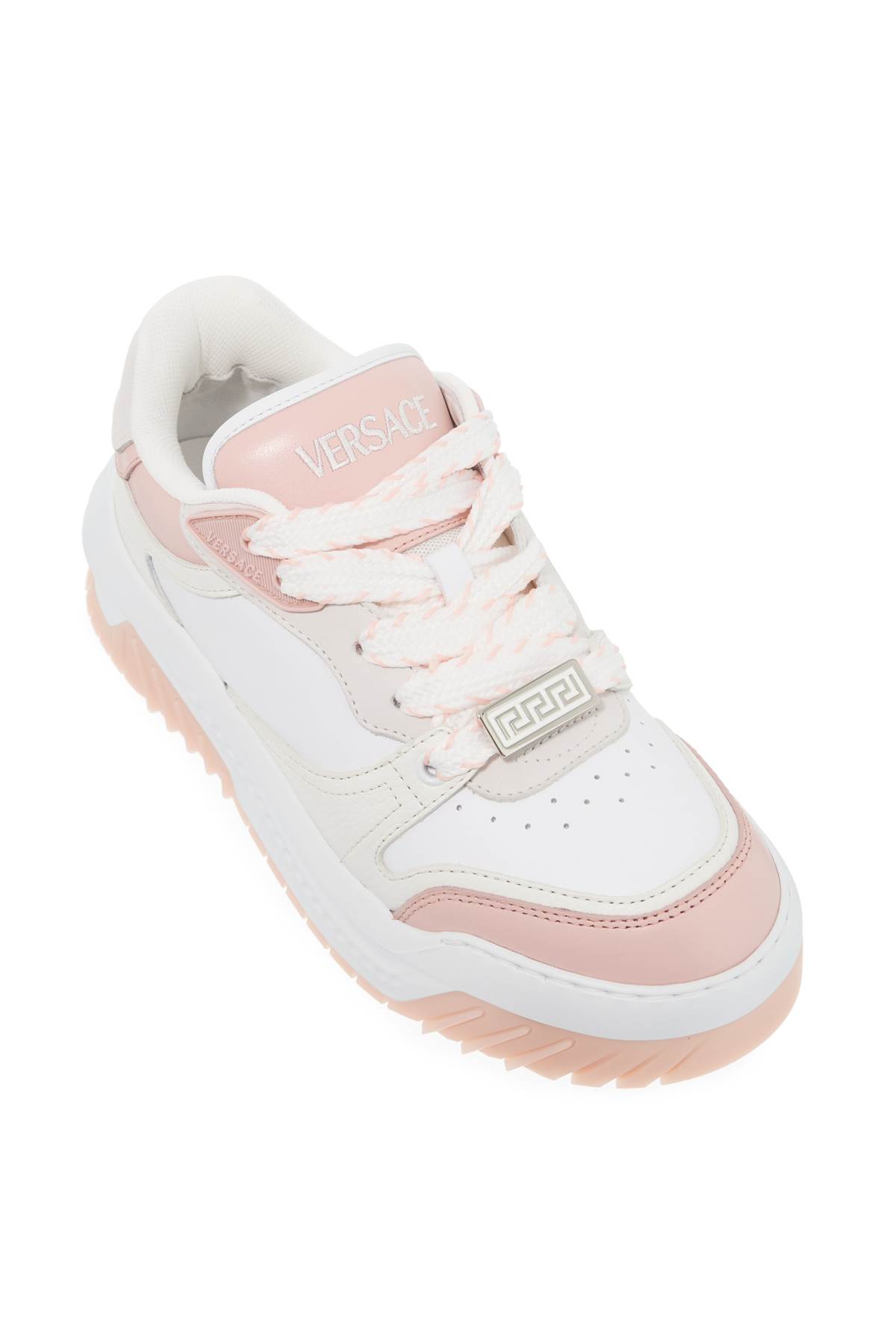 Shop Versace Odyssey Sneakers In Dusty Rose+white-palladiu (white)