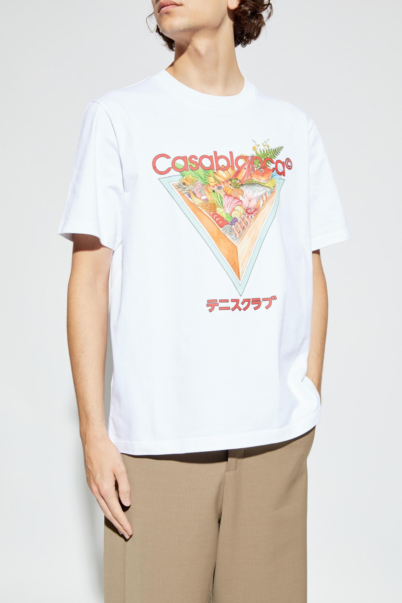 Casablanca Mens Tennis Club Icon Regular-fit Graphic-print Cotton T-shirt In Blue