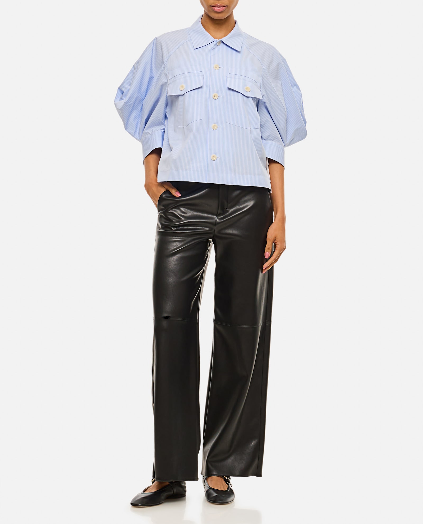 S Max Mara Wide Faux Leather Trousers In Black