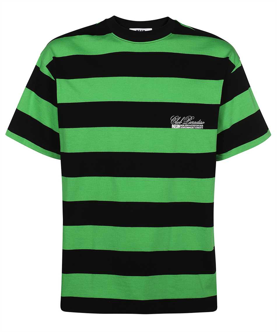 Msgm Striped-pattern Cotton T-shirt In Green