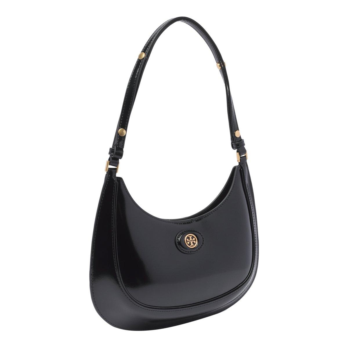 Shop Tory Burch Logo Plaque Zipped Shoulder Bag In Black