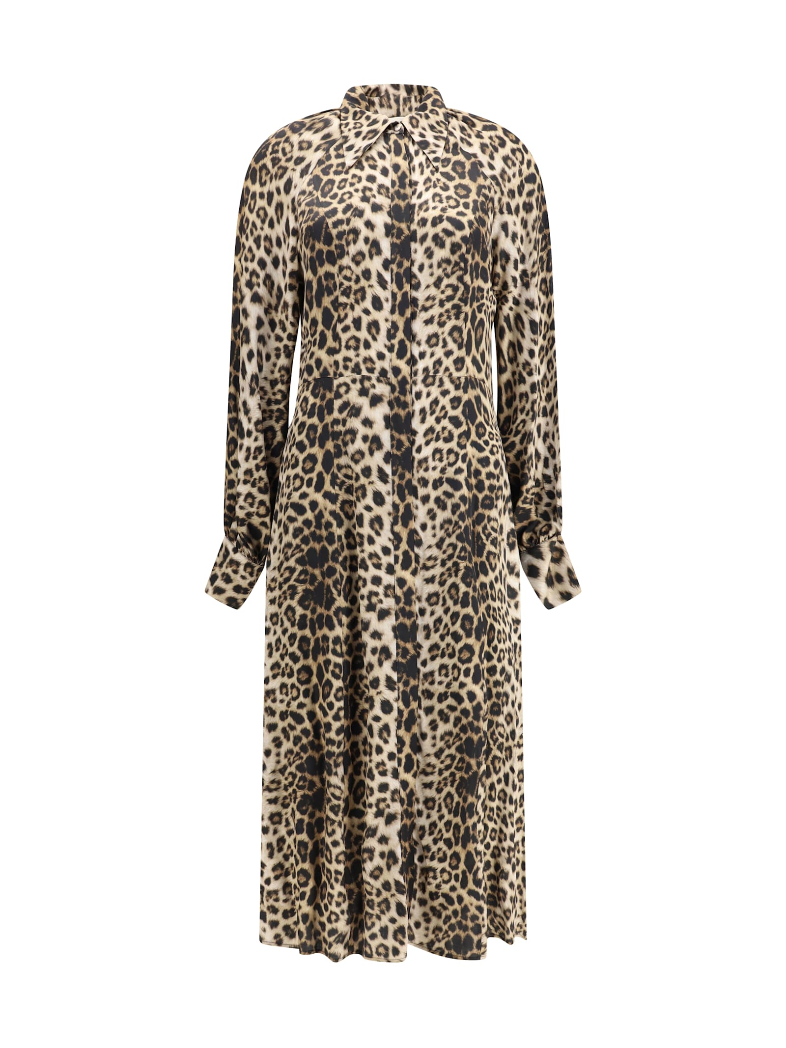 Crida Milano Windsor Leopard Satin Midi Dress In Multi