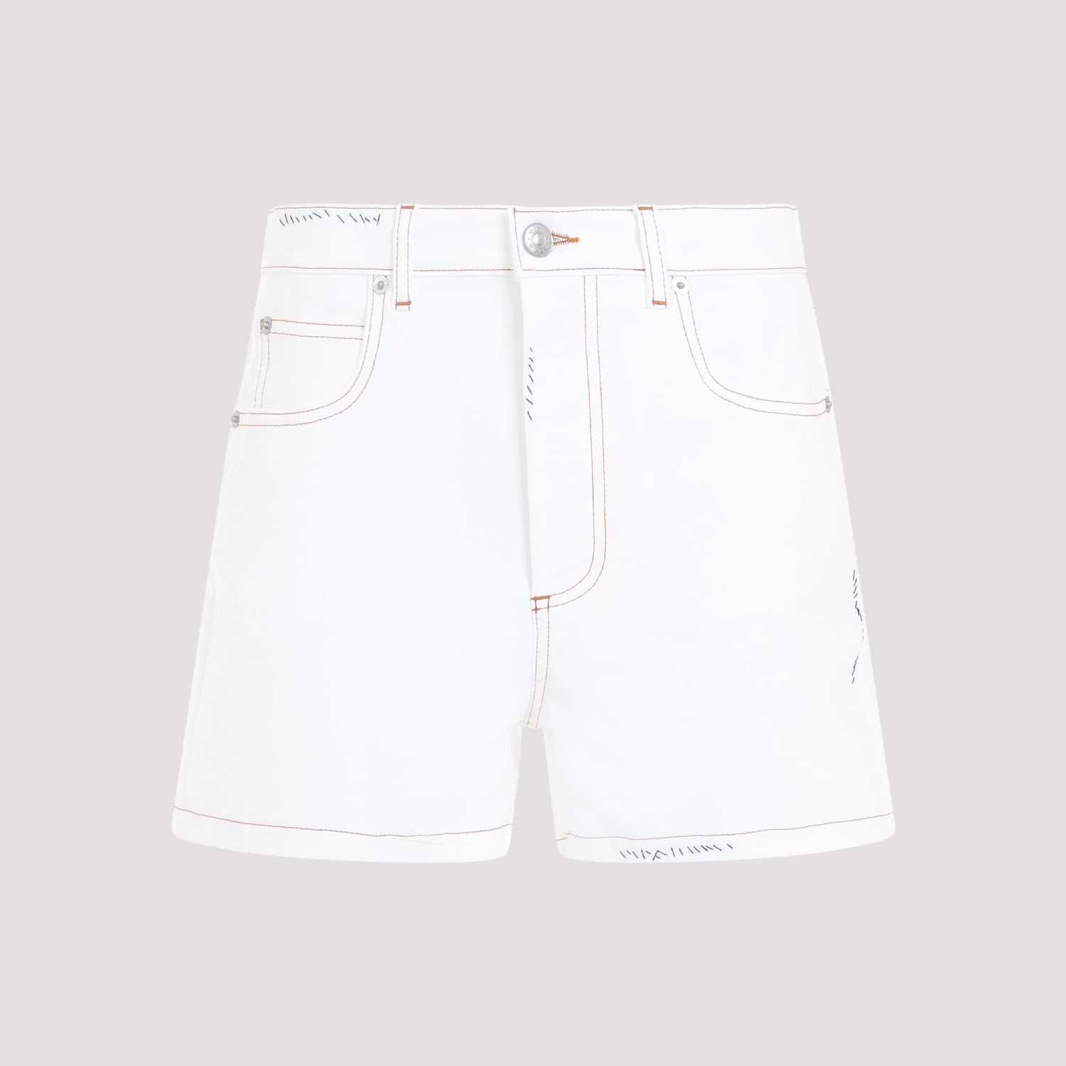 Shop Marni Short 5-pockets Trousers In Lily White