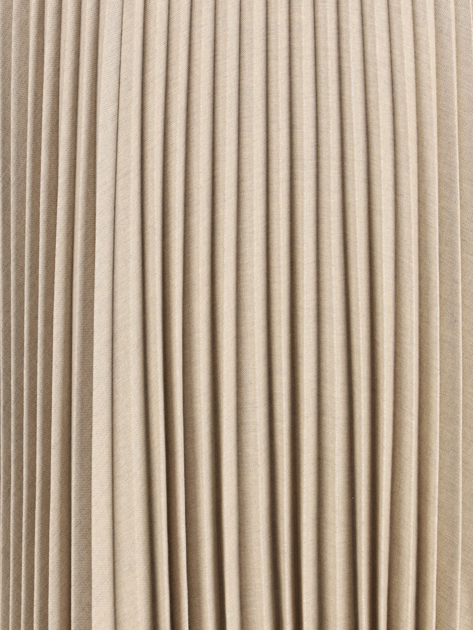 True Royal Pleated Wool Skirt In Brown