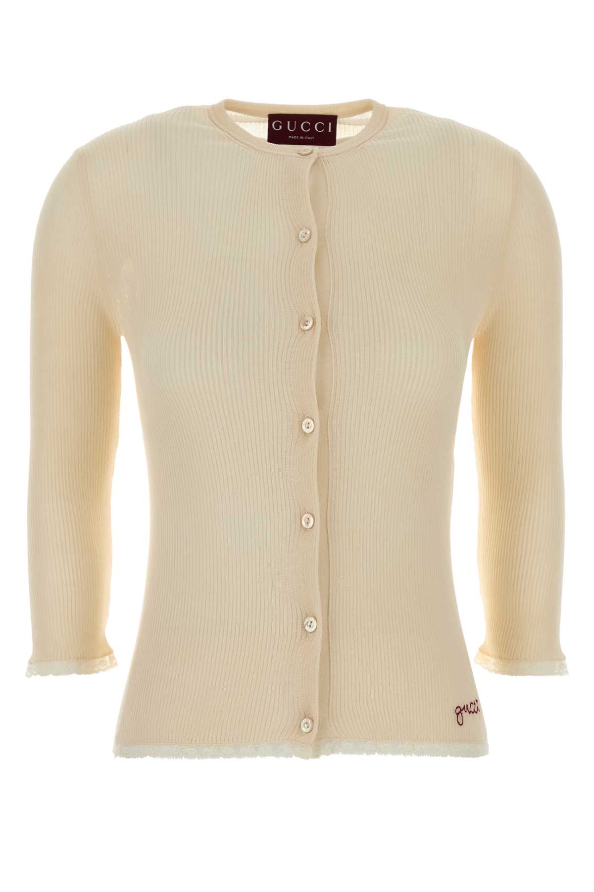Gucci Cream Cotton Cardigan In Neutral