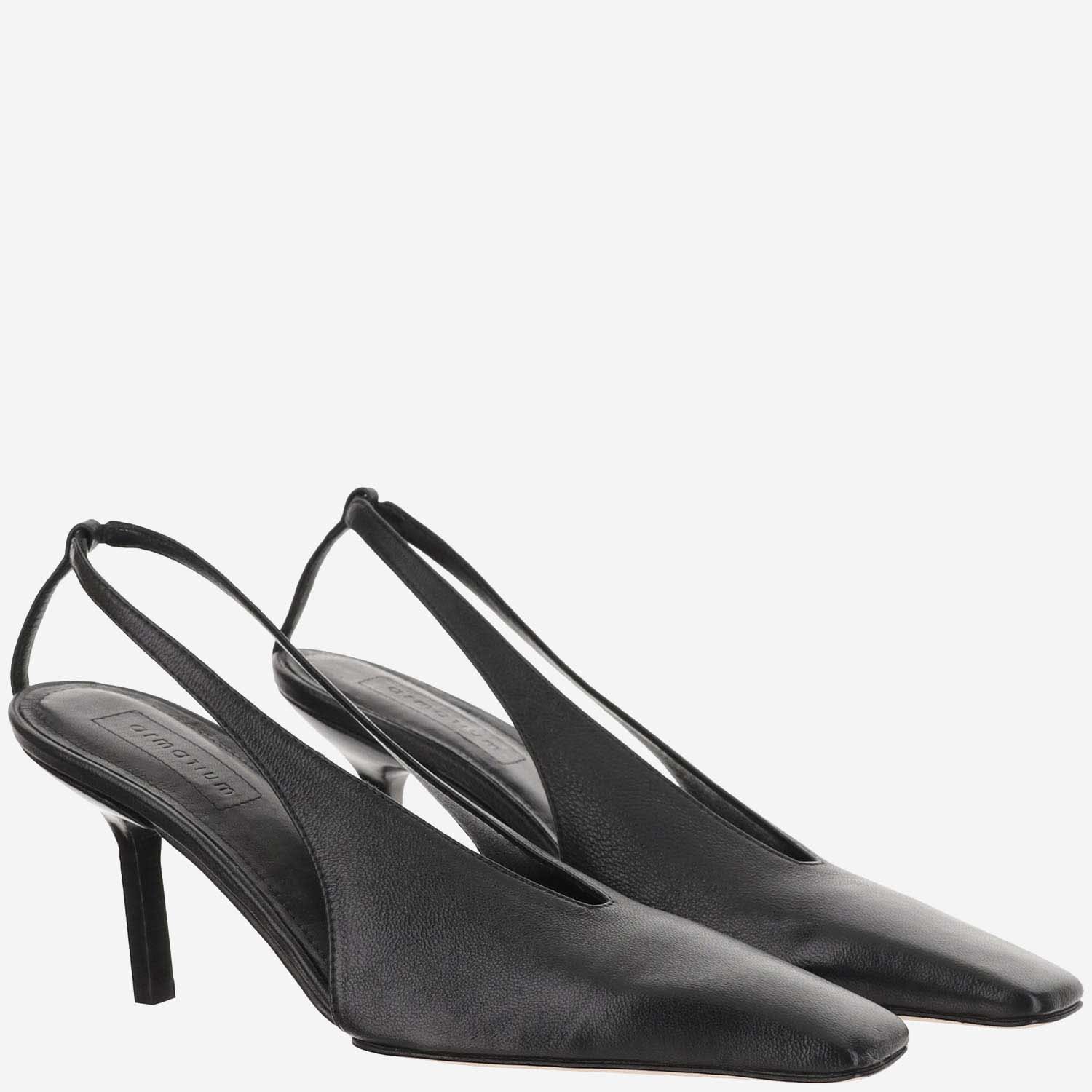 Shop Armarium Evelina Leather Slingback In Black