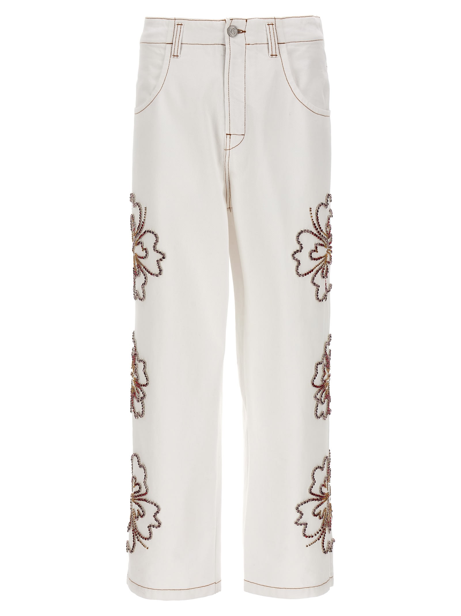 embroidered Hibiscus Jeans