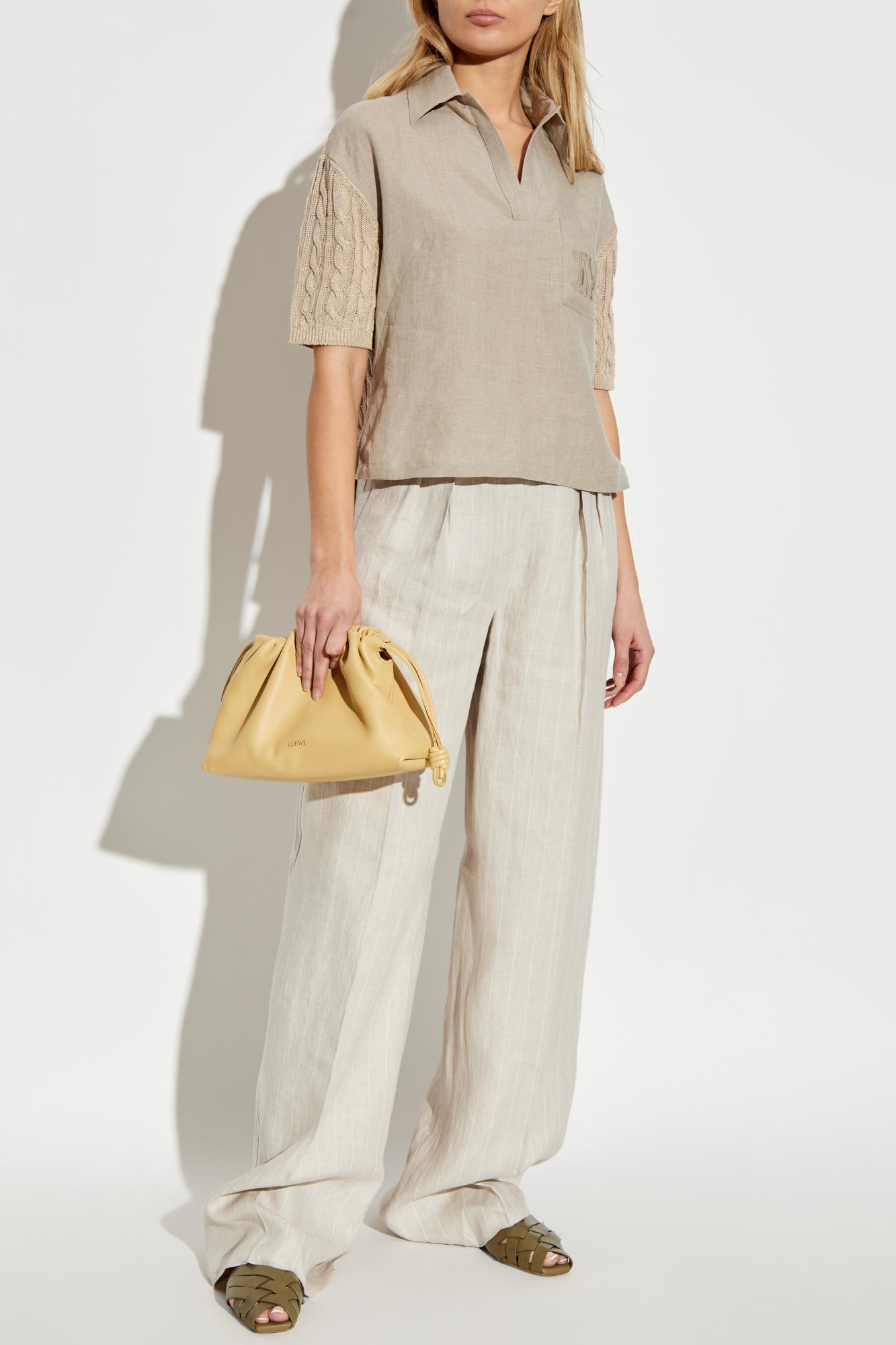 Max Mara Rauche Linen Trousers In White