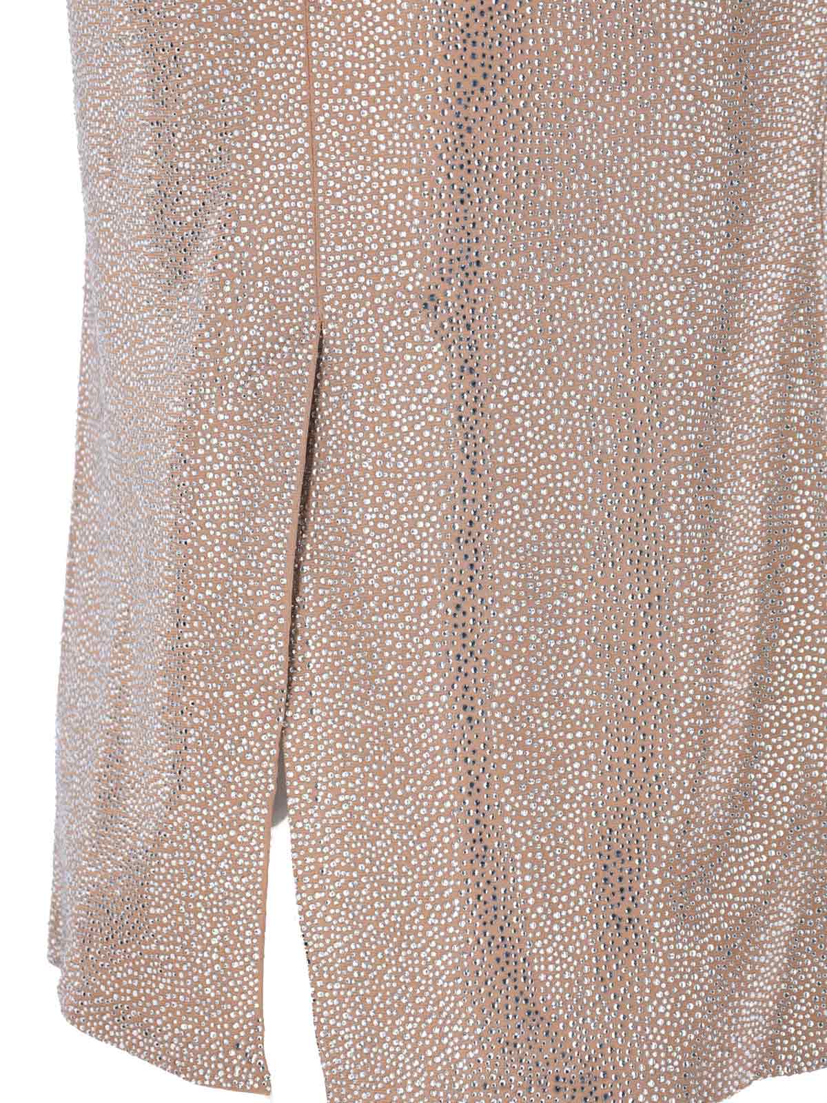 Giuseppe Di Morabito Metallic Finish Skirt With Back Slit And Side Pockets In Beige
