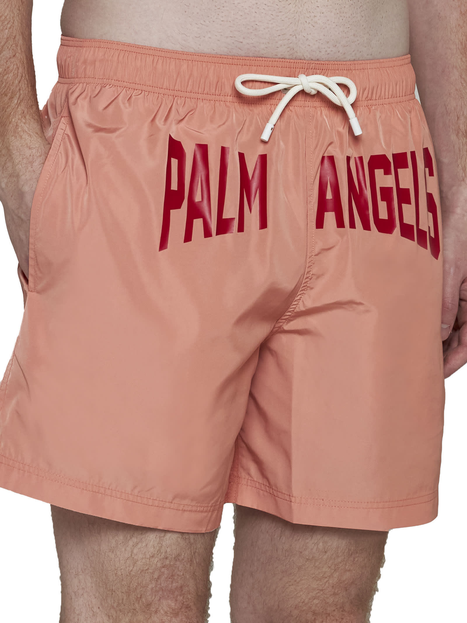 Shop Palm Angels Swimming Trunks In Pink Red