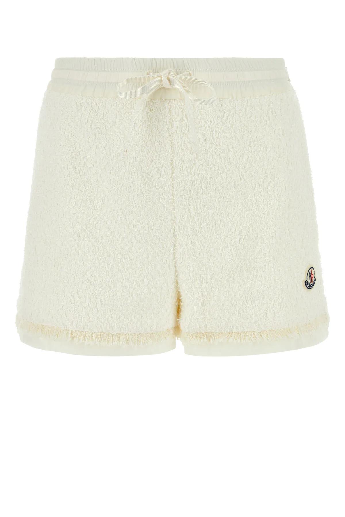 Shop Moncler Ivory Tweed Shorts In White