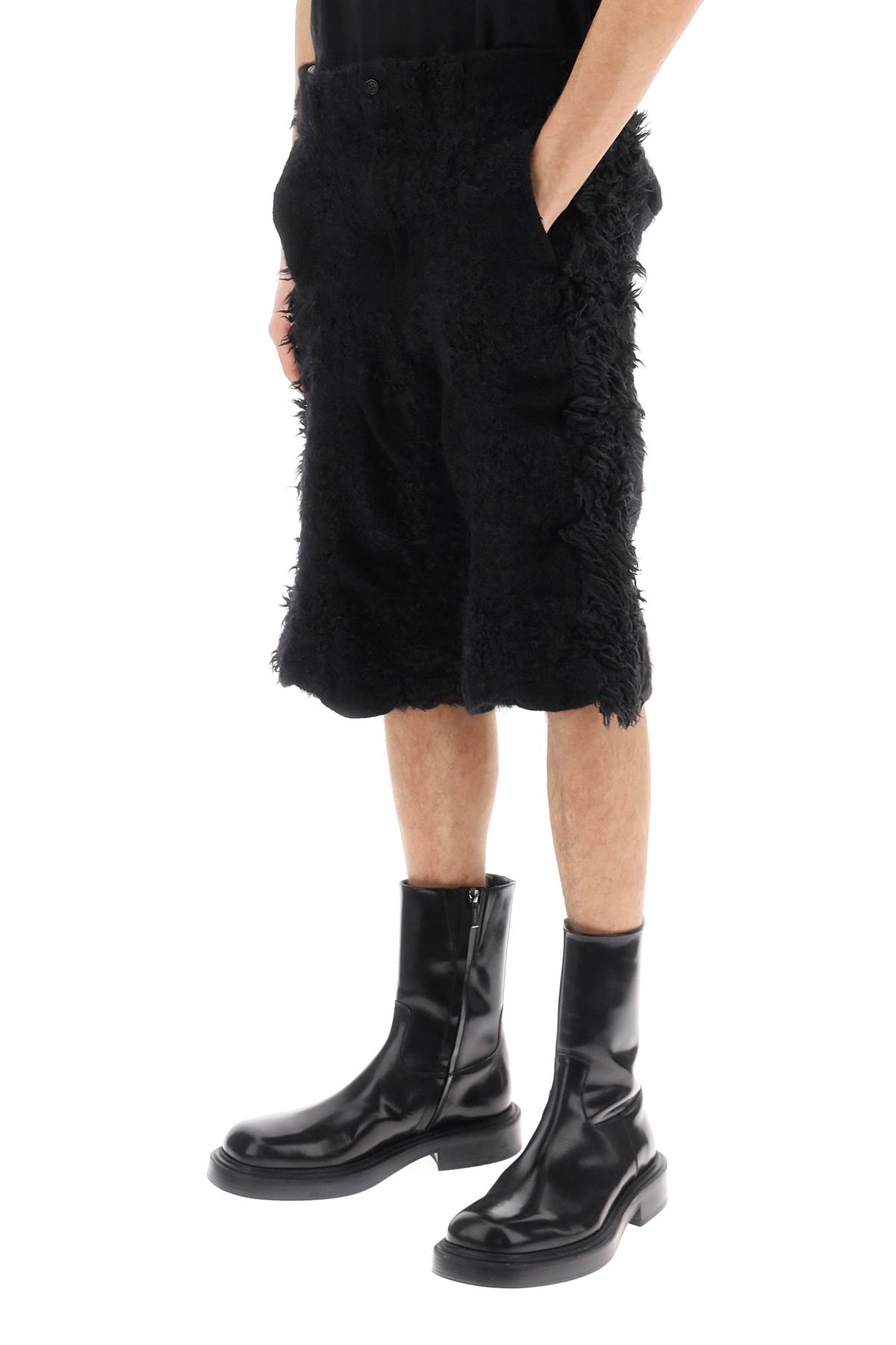 Shop Comme Des Garçons Homme Deux Fur-effect Knitted Shorts In Black Black (black)