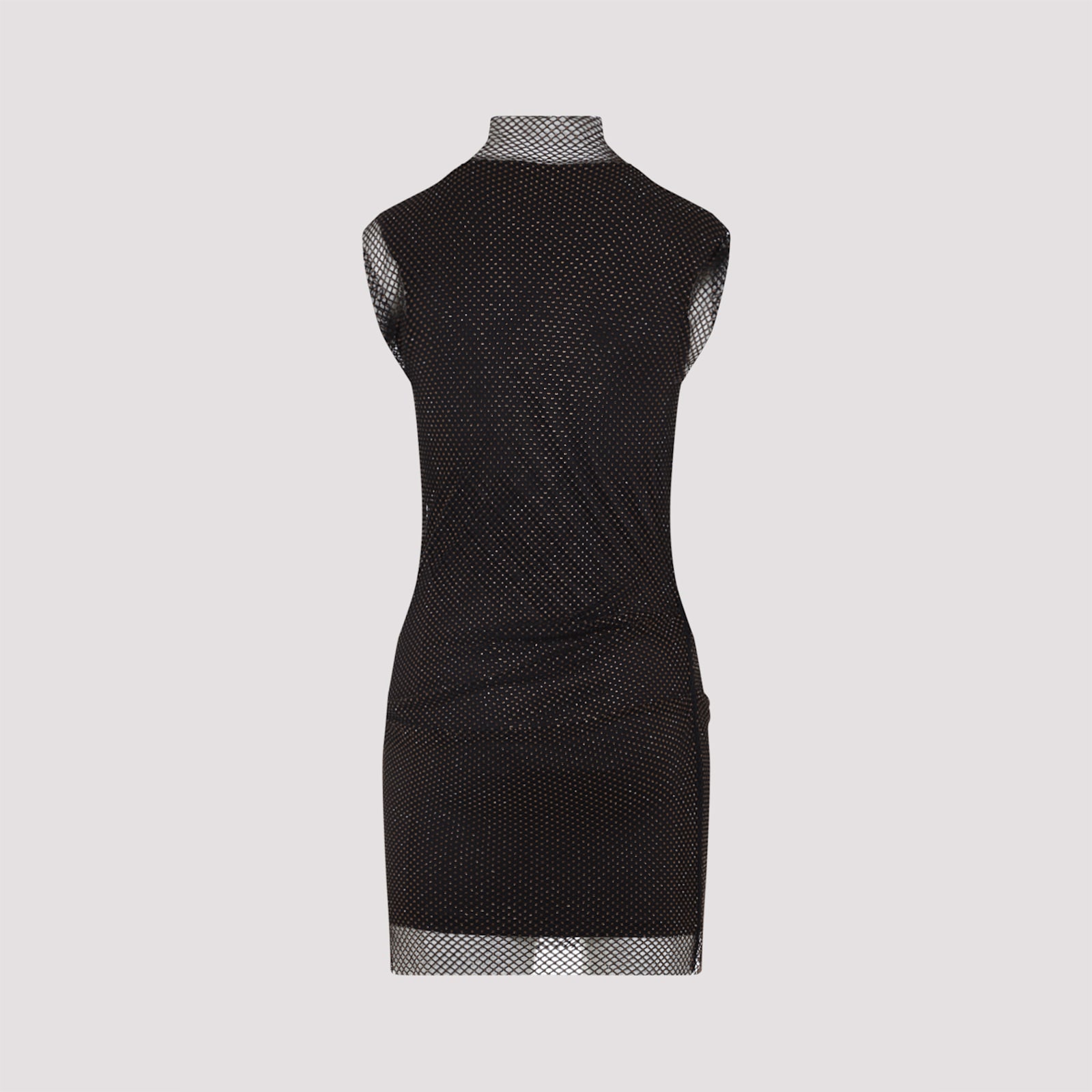 Sportmax Fitted Mini Dress With Textured Mesh Overlay In Black