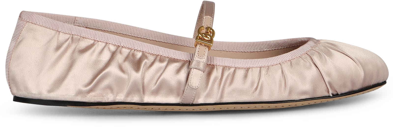 Dolce & Gabbana Satin Ballet Flats In Pale Pink