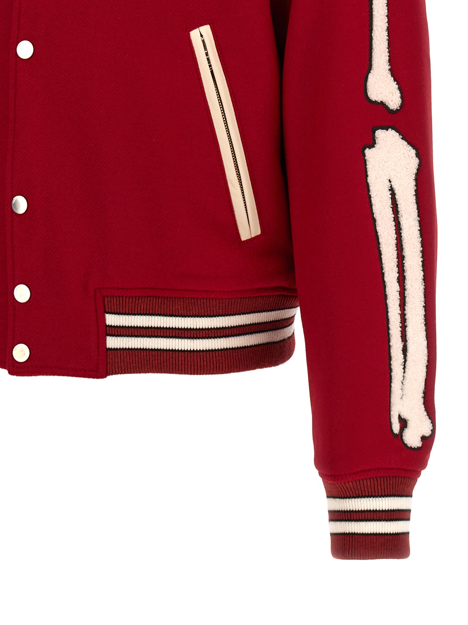 Shop Amiri Bones Bomber Jacket In Red