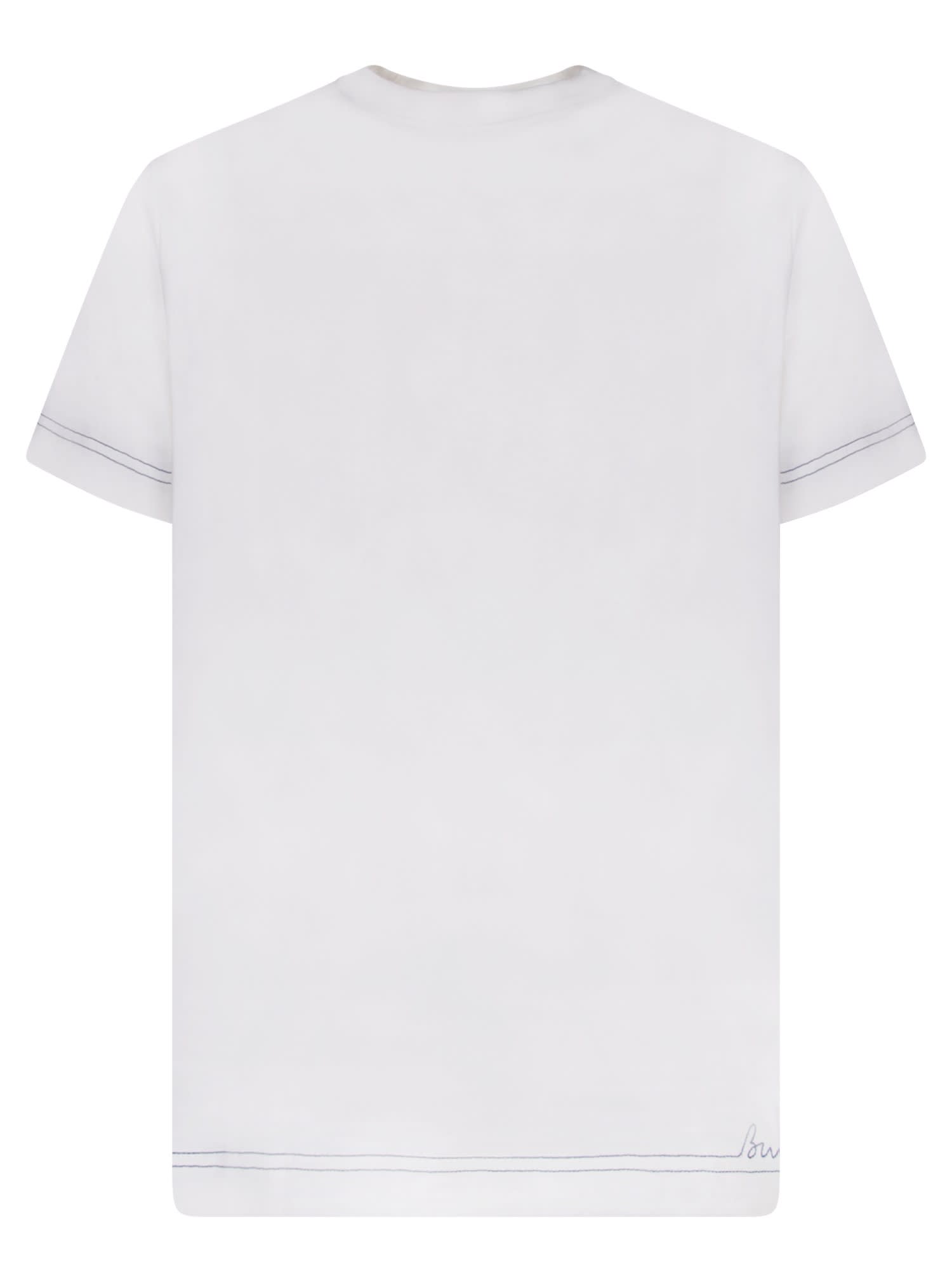 Shop Burberry Embroidered Hem White T-shirt