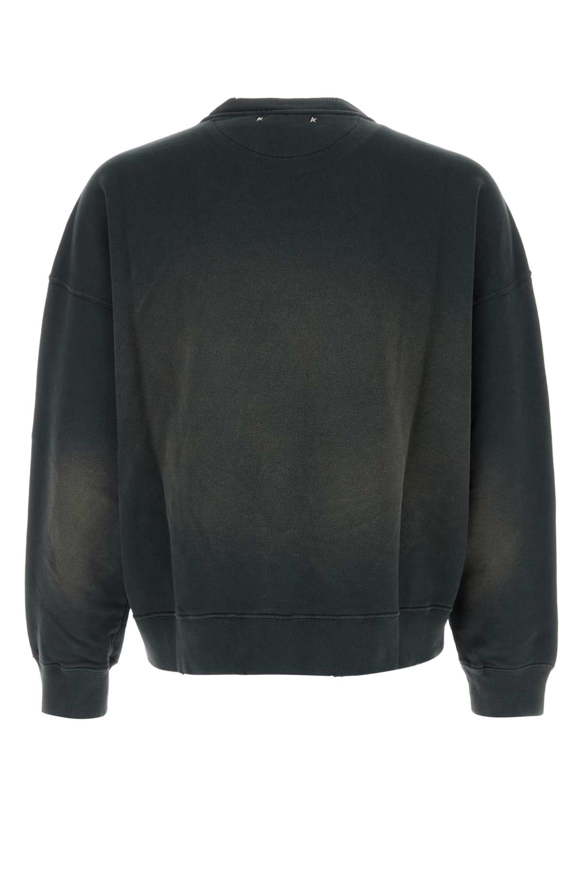 Golden Goose Crew Neck Sweatshirt With A Distressed Effect In Blue