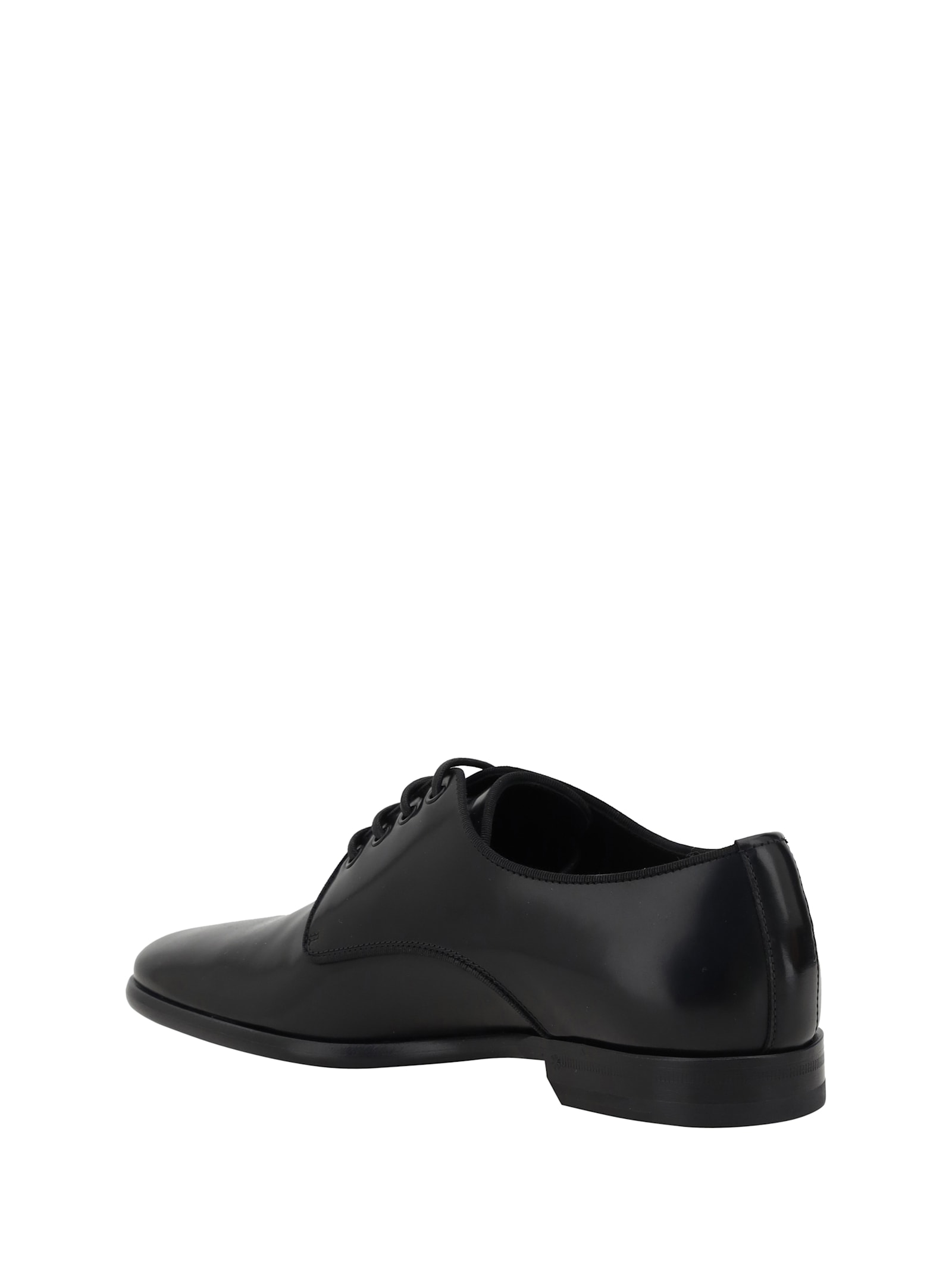 Dolce & Gabbana Black Leather Raffaello Lace-up Shoes In Black