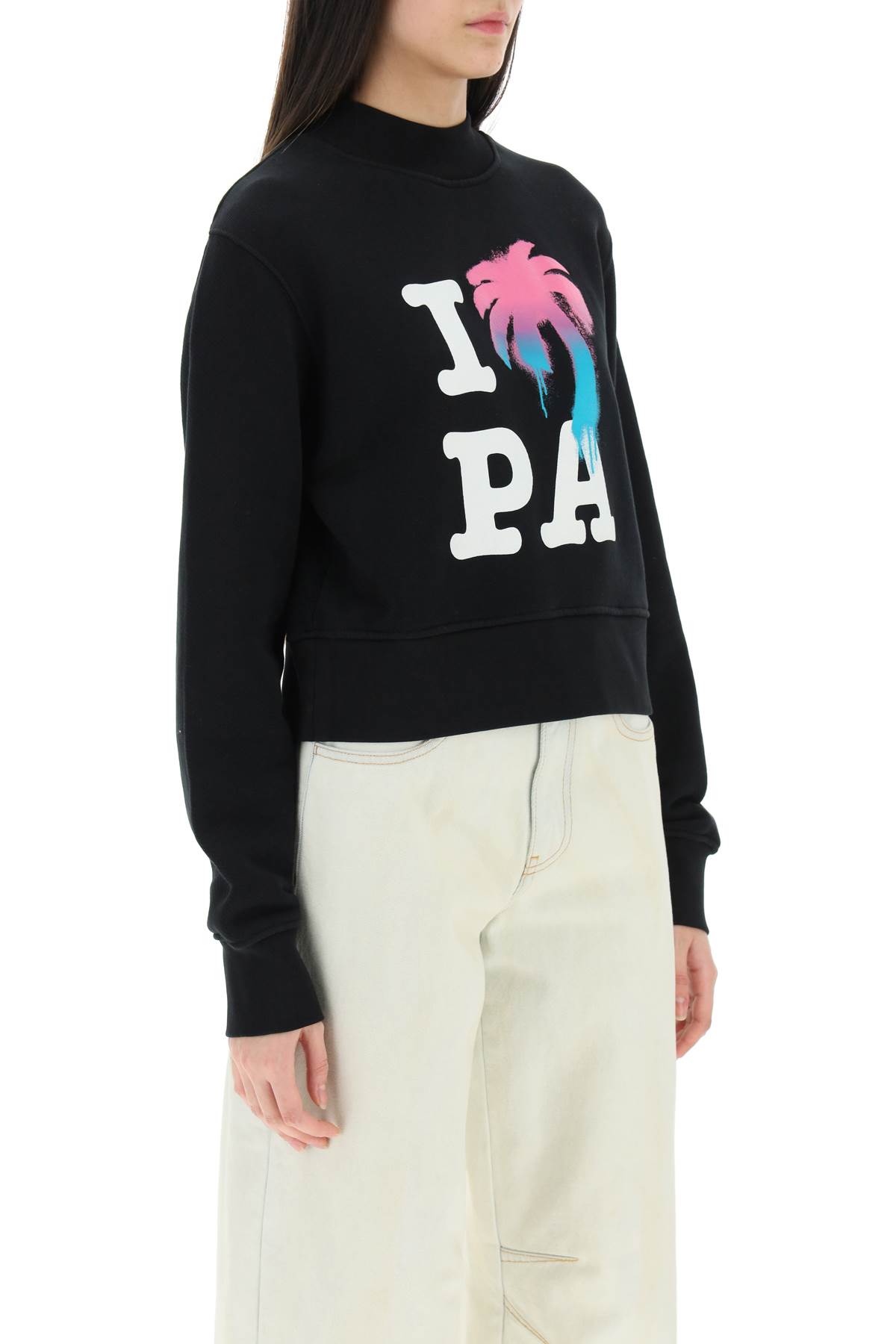 Shop Palm Angels I Love Pa Organic Cotton Sweatshirt In Black
