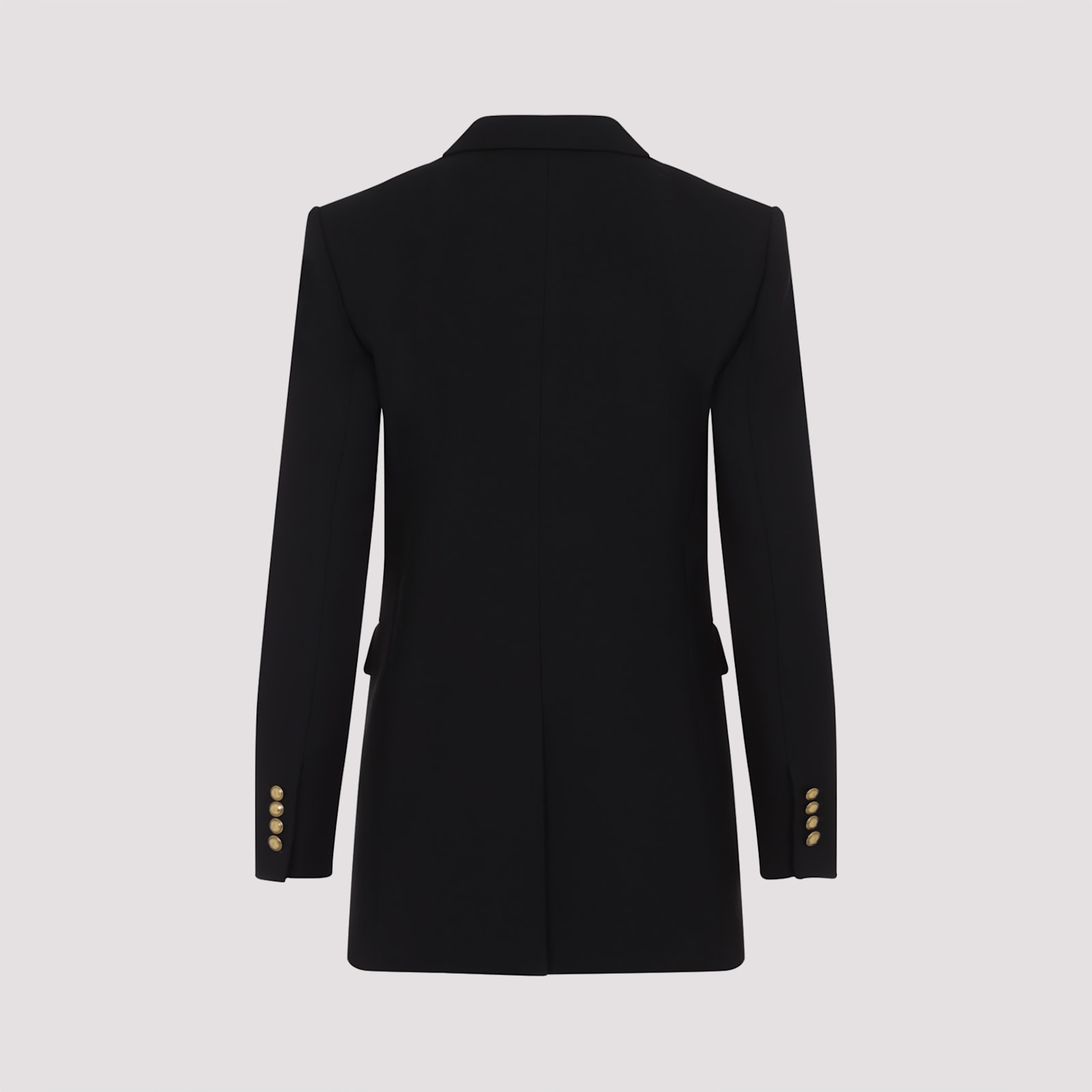 Saint Laurent Double-breasted Wool Jacket Notched Lapels In Noir