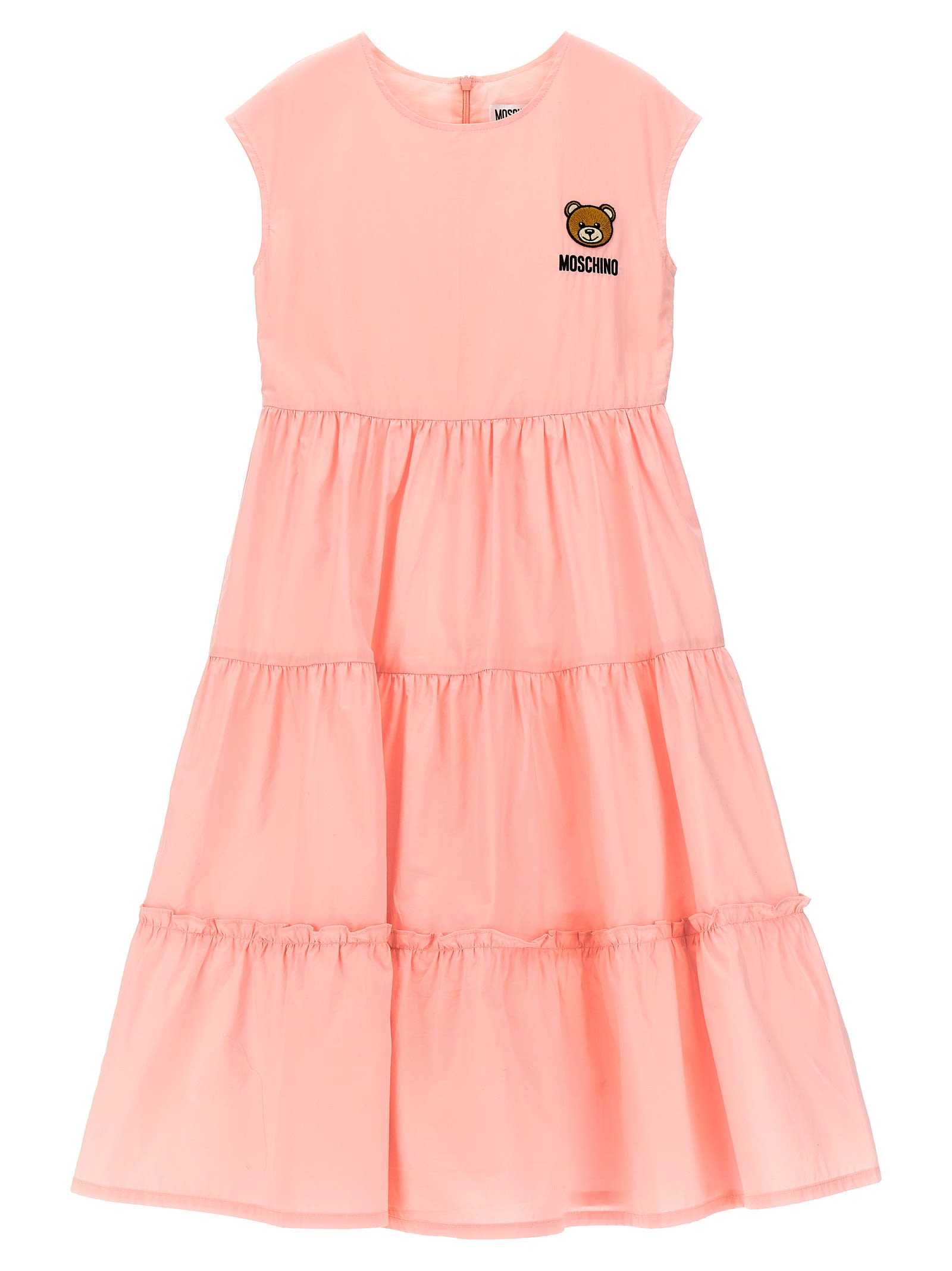 Shop Moschino Logo Embroidery Dress In Pink