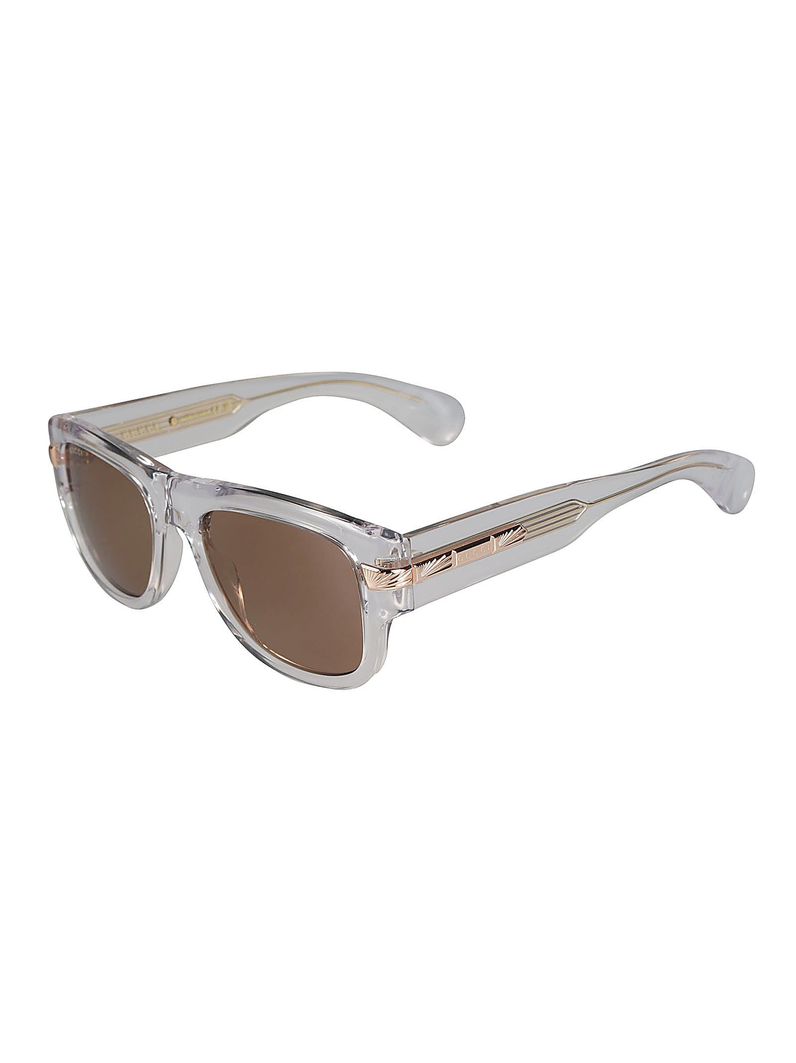 Shop Gucci Wayfarer Transparent Sunglasses In Brown