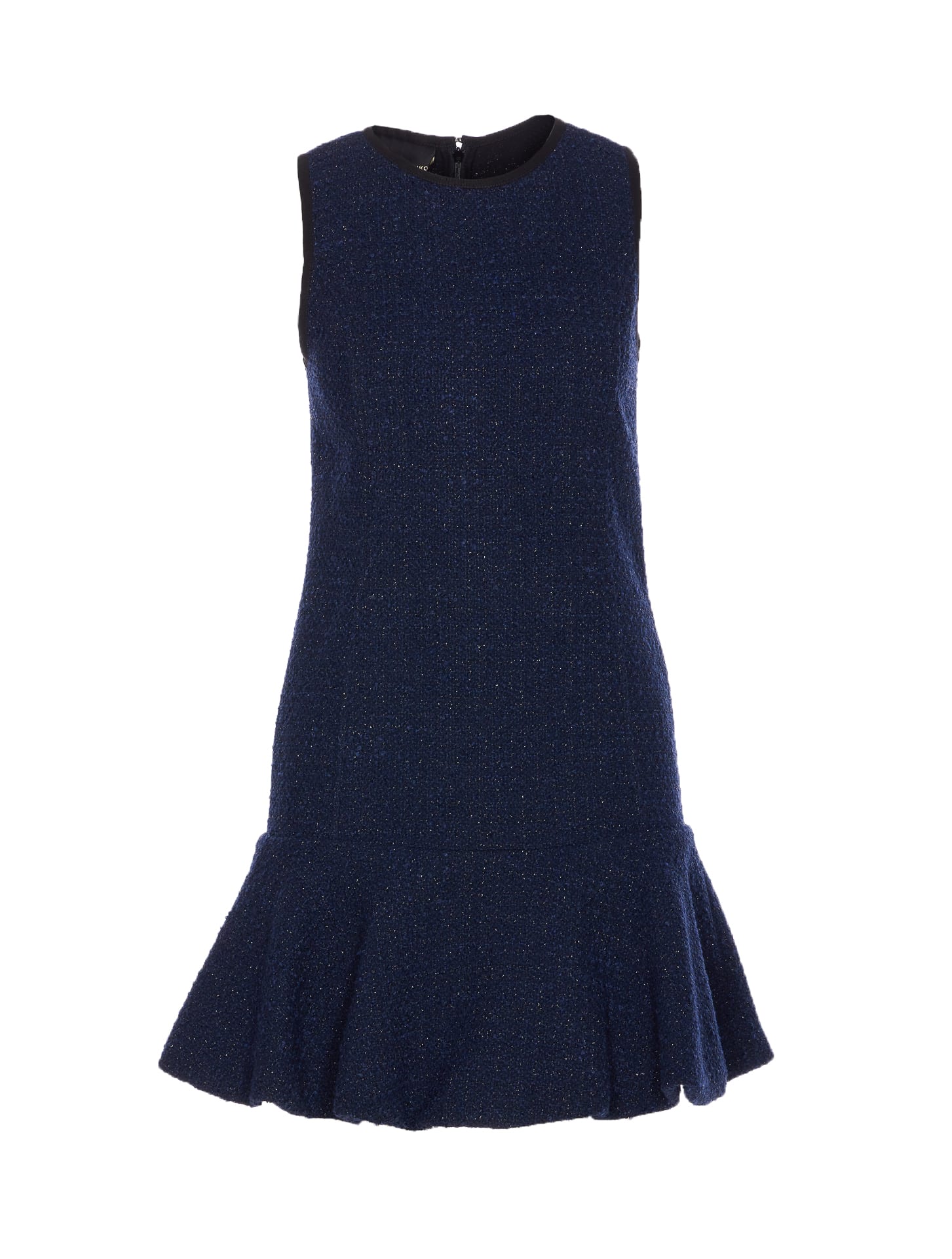 Pinko Strappy Pleated Gown Metallic Flare In Blue