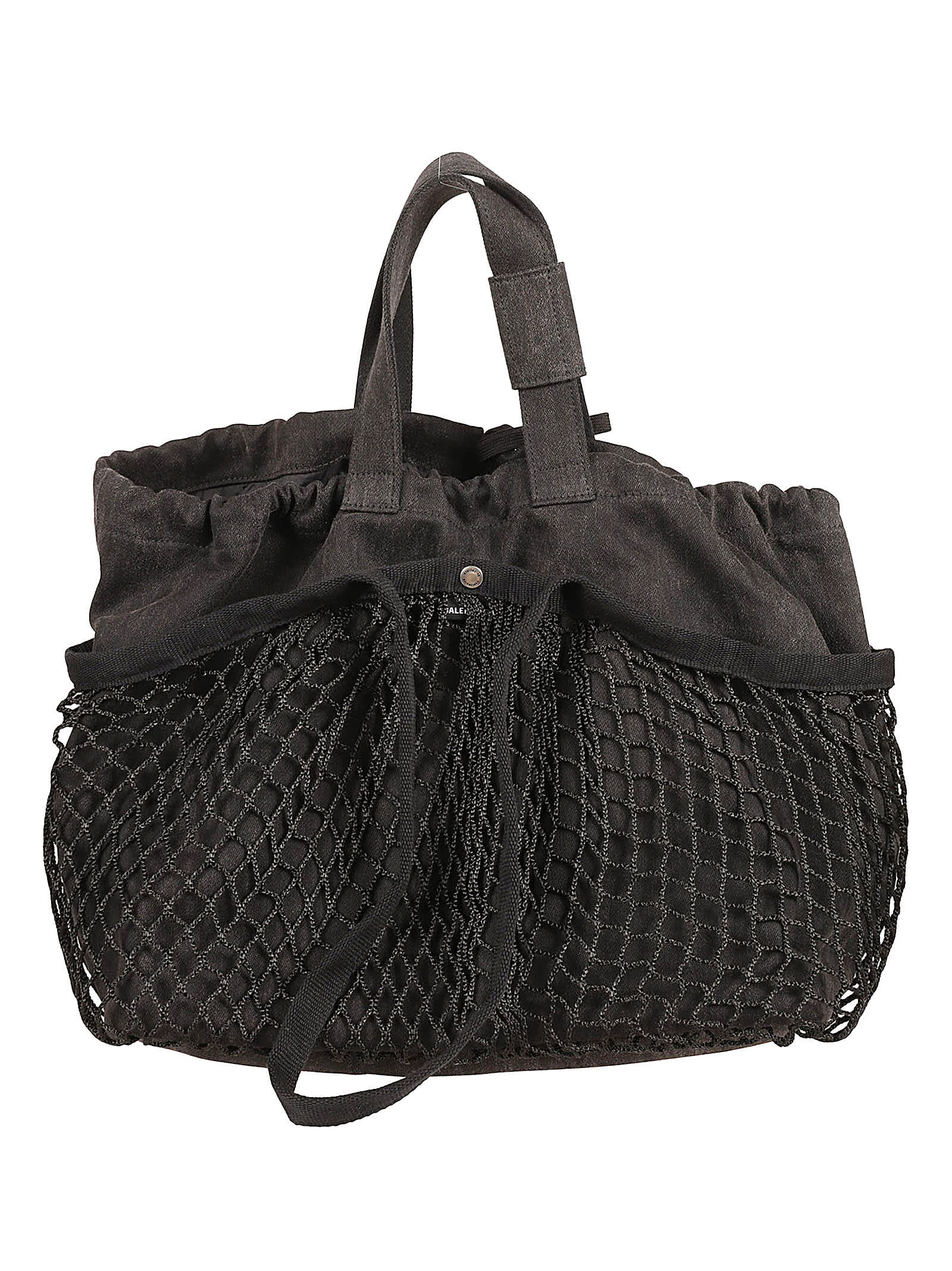 Balenciaga Logo Mesh Tote In Black/white