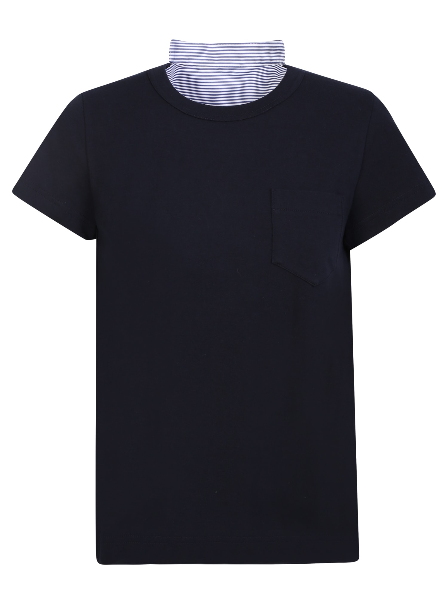 Shop Sacai Pleated Detail Blue T-shirt