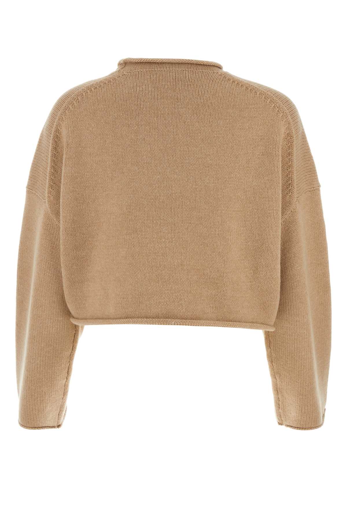 Jw Anderson Camel Wool Blend Oversize Sweater In Beige